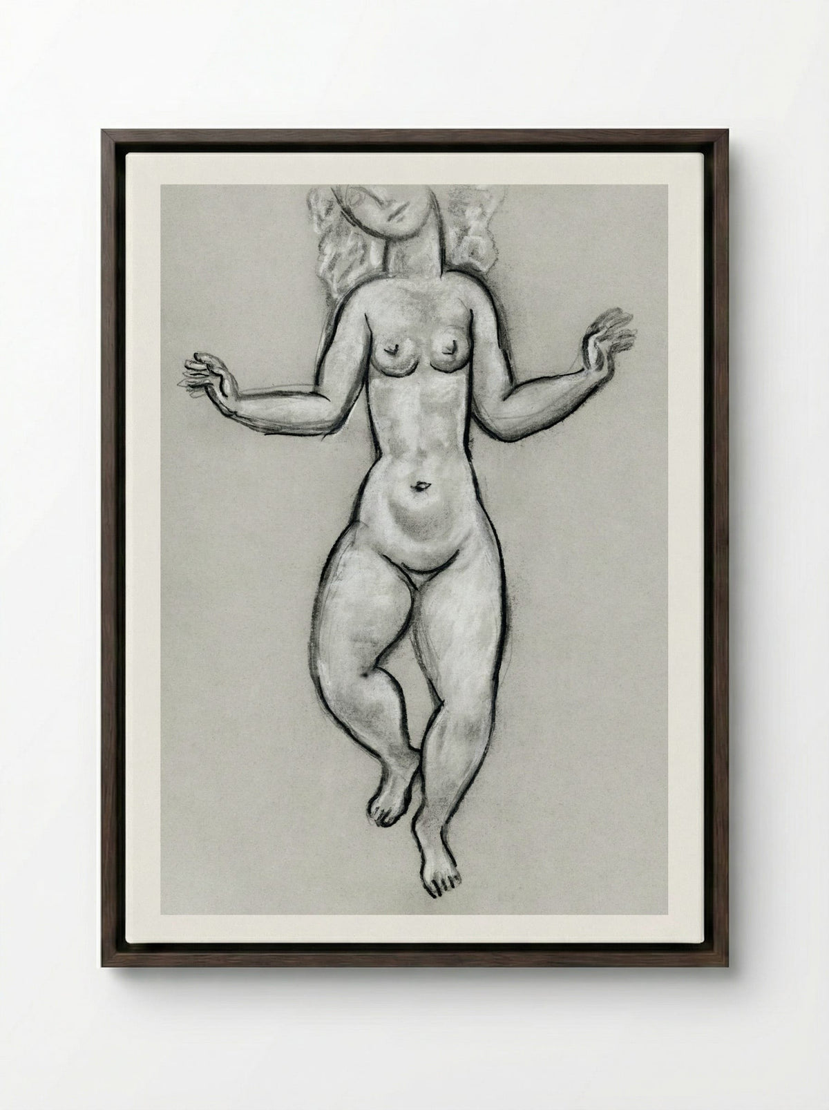 Dancing Naked Woman - Leo Gestel - Framed Canvas Dark Wood