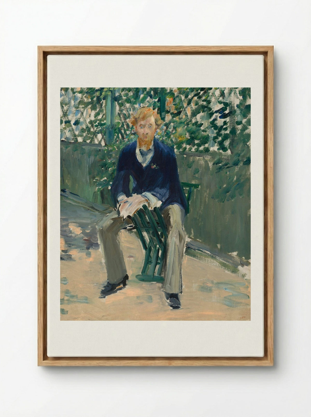 George Moore in the Artist's Garden - Édouard Manet - Framed Canvas Wood
