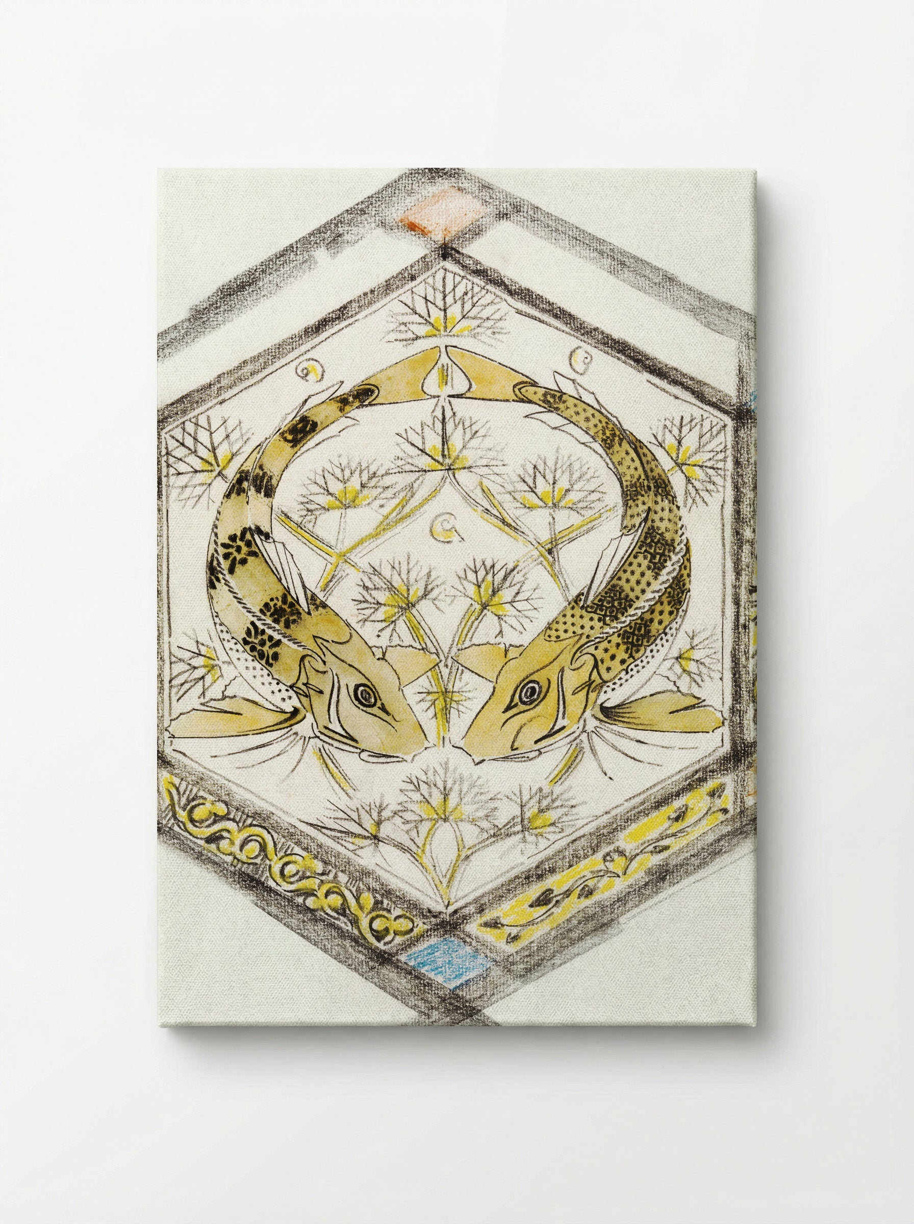 Decorative Design with Two Fish in a Hexagon - Gerrit Willem Dijsselhof - Canvas
