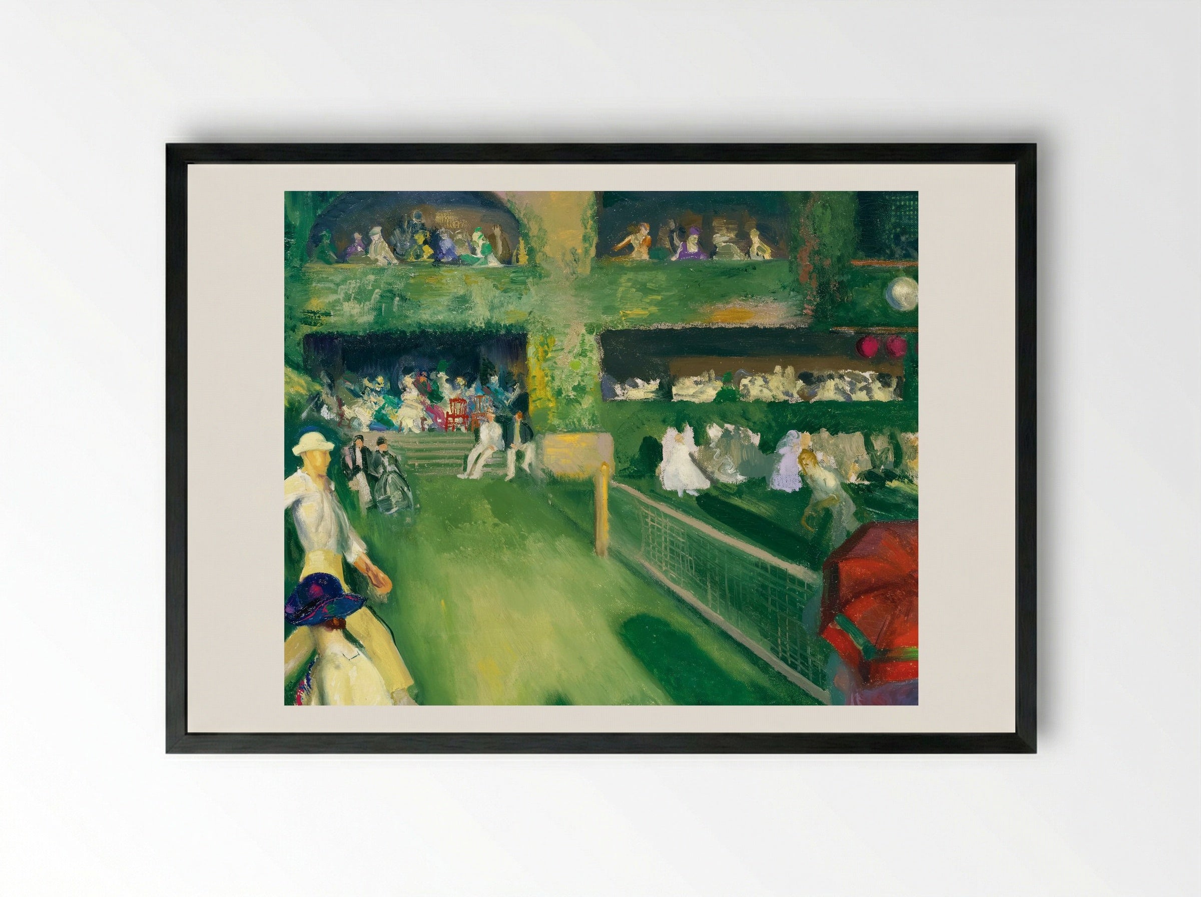 Tennis at Newport - George Bellows - Framed Print Black