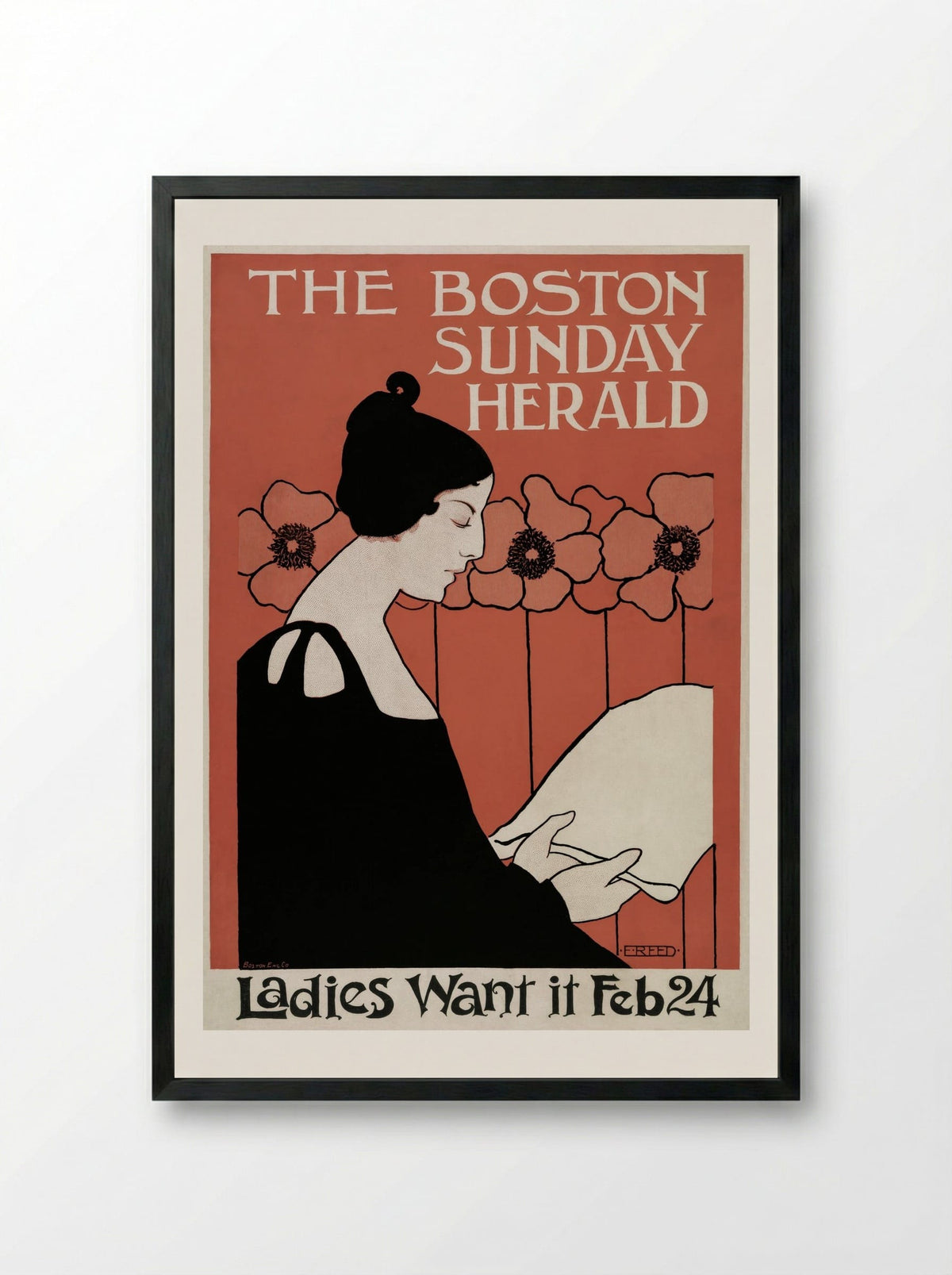 The Boston Sunday Herald - E.E. Reed - Framed Print Black