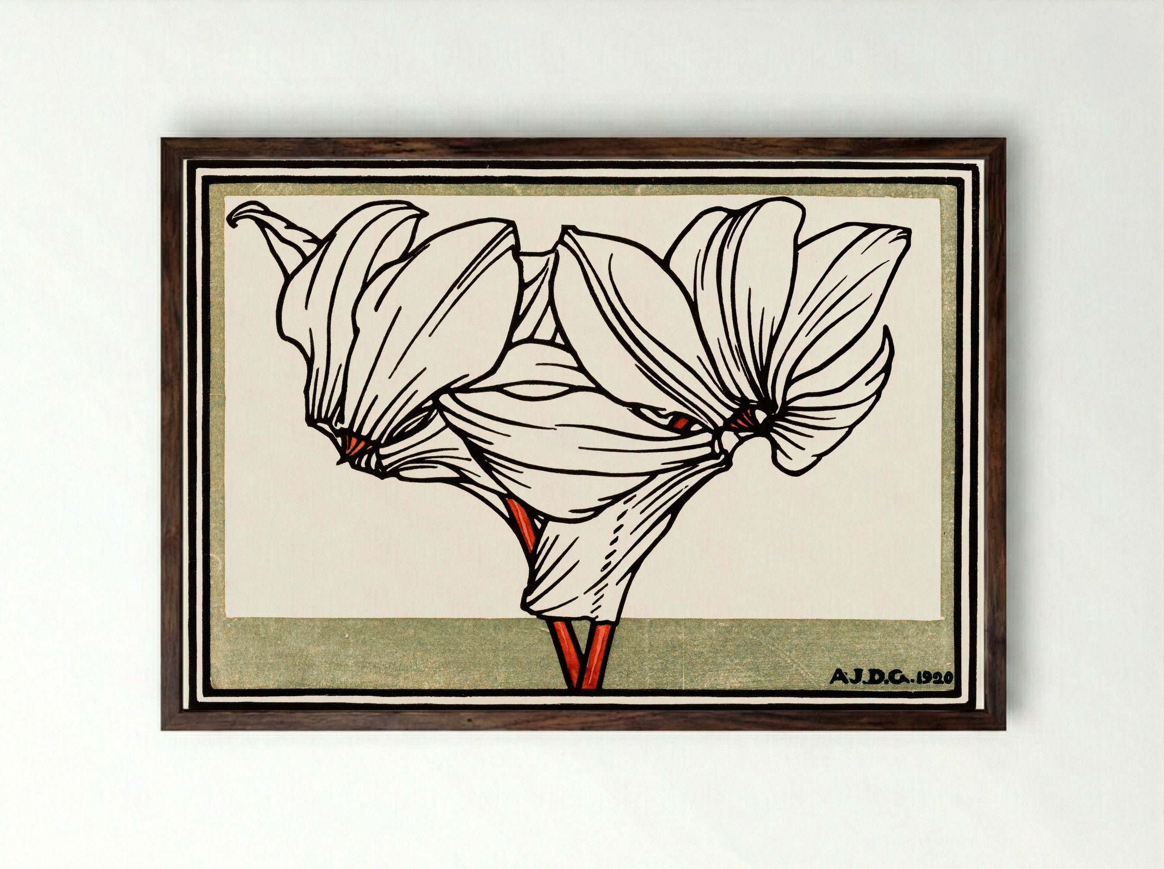 Cyclamen - Julie de Graag - Framed Print Dark Wood