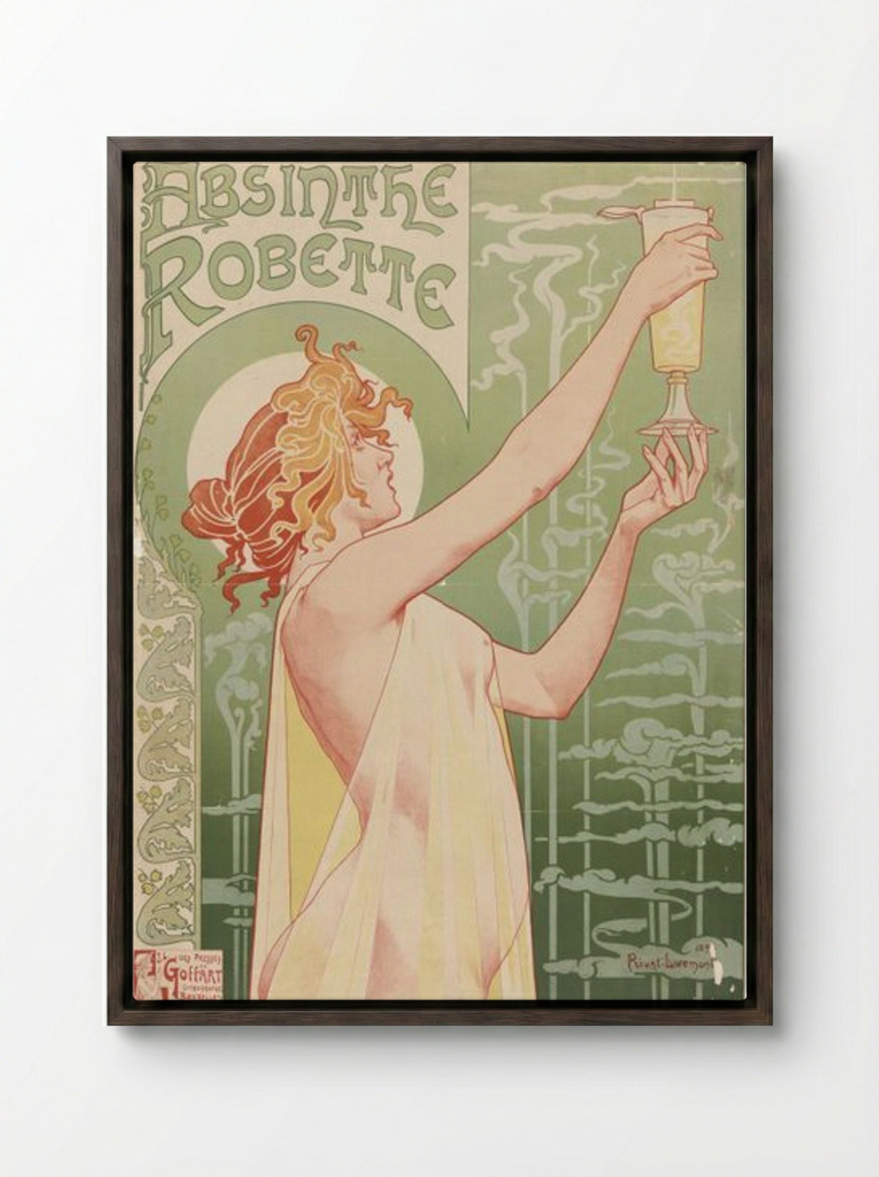 Absinthe Robette - Privat Livemont - Framed Canvas Dark Wood