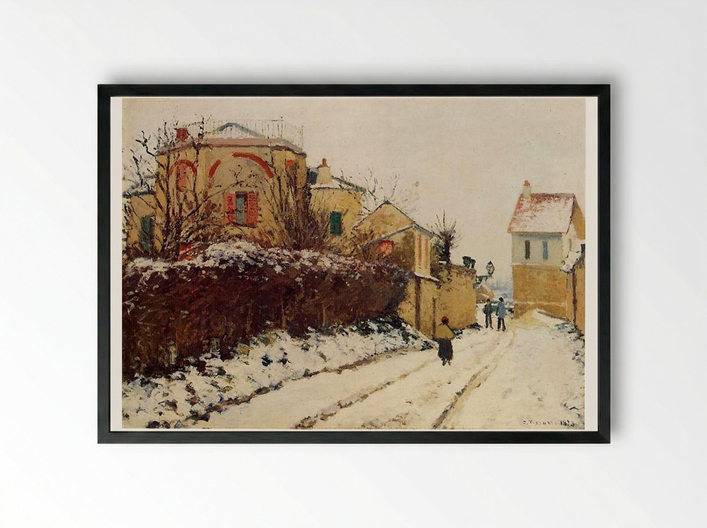 The Street of the Citadelle, Pontoise - Camille Pissarro - Framed Print Black