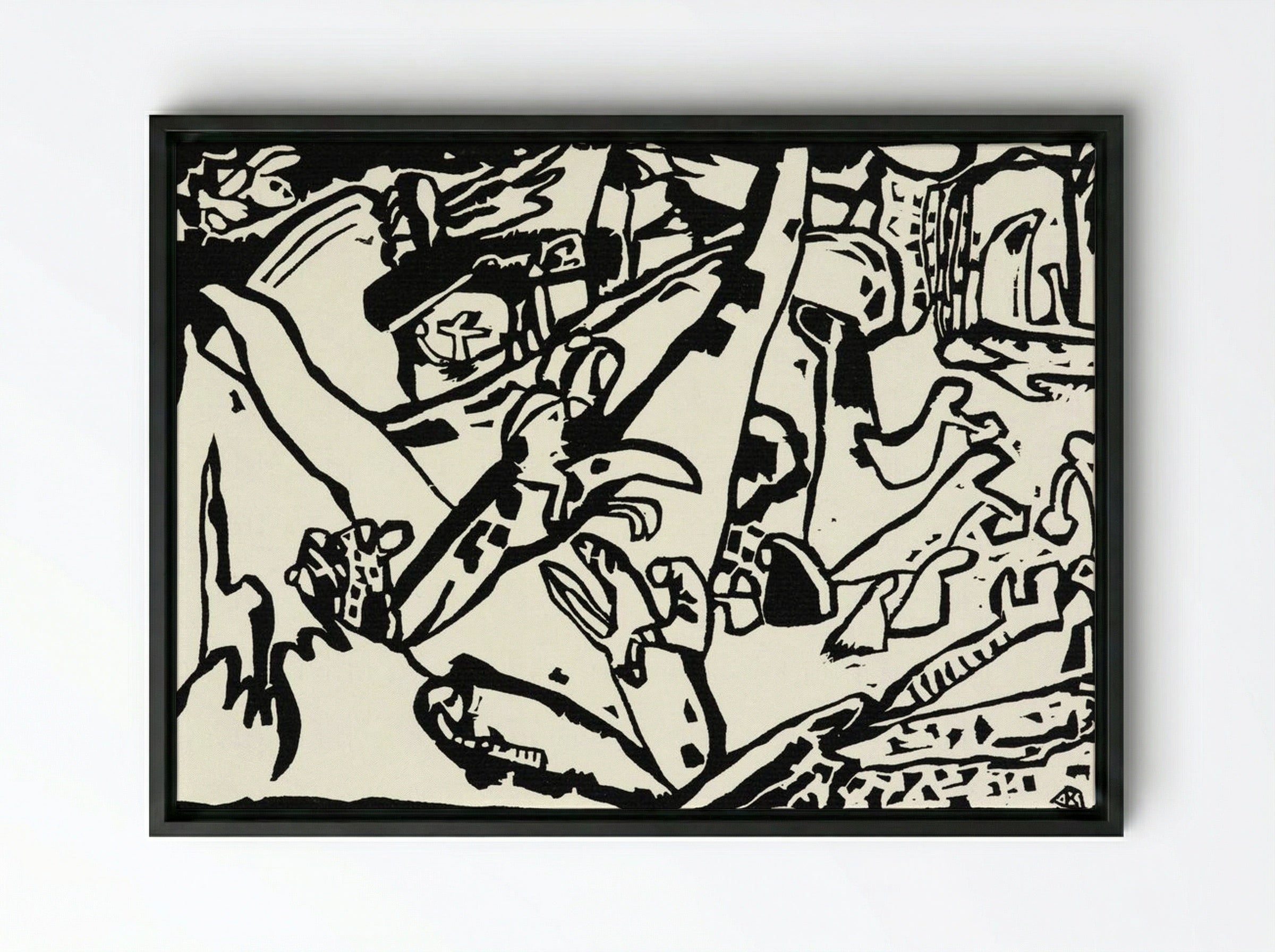 Composition 2 - Wassily Kandinsky - Framed Canvas Black
