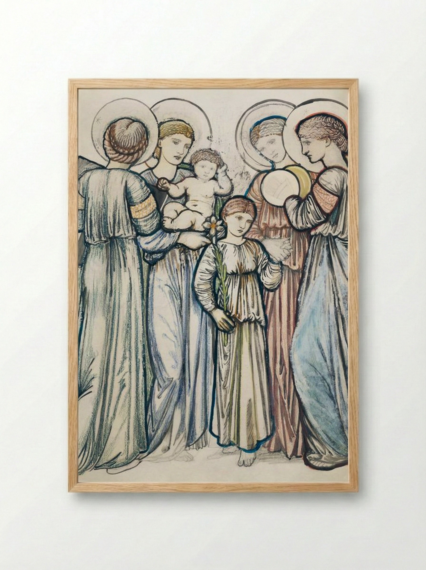 Angels and Children - Edward Burne-Jones - Framed Print Wood
