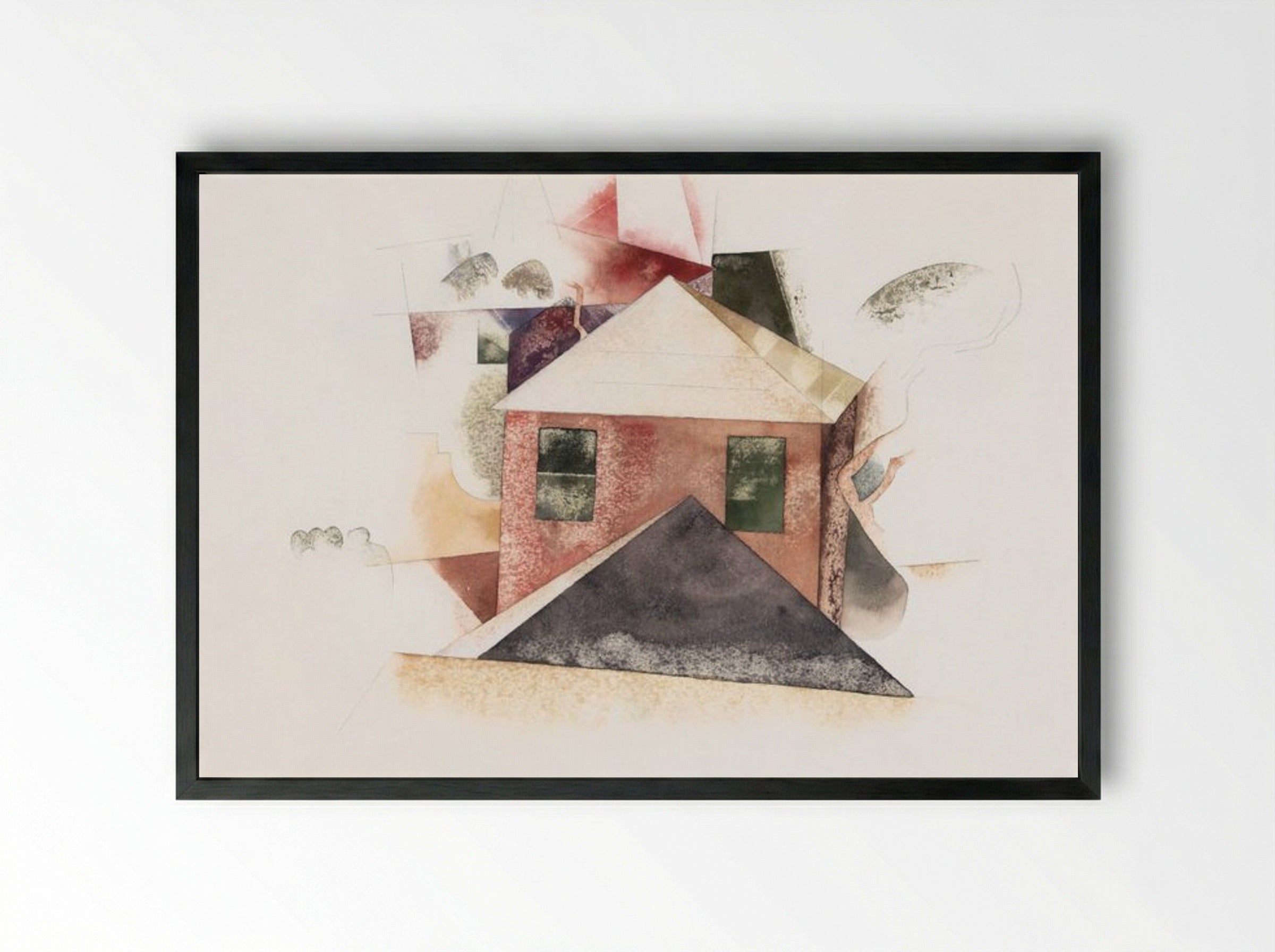 Houses with Red - Charles Demuth - Framed Print Black