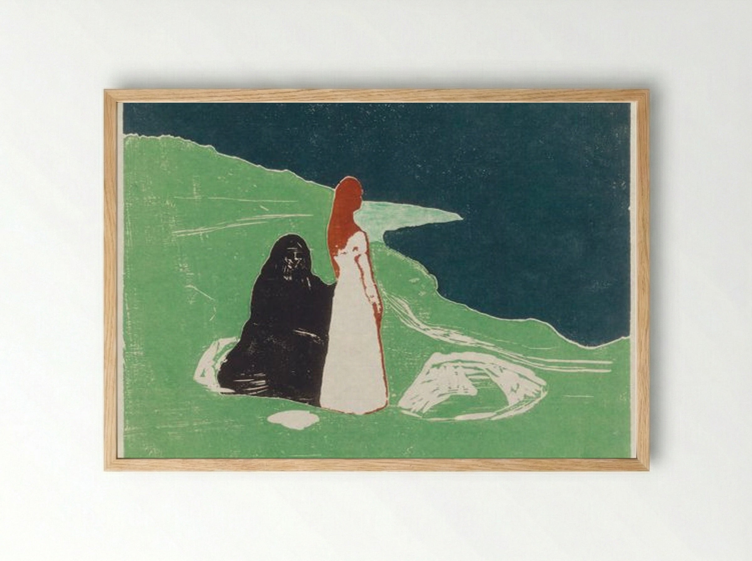 Two Women on the Shore - Edvard Munch - Framed Print Wood