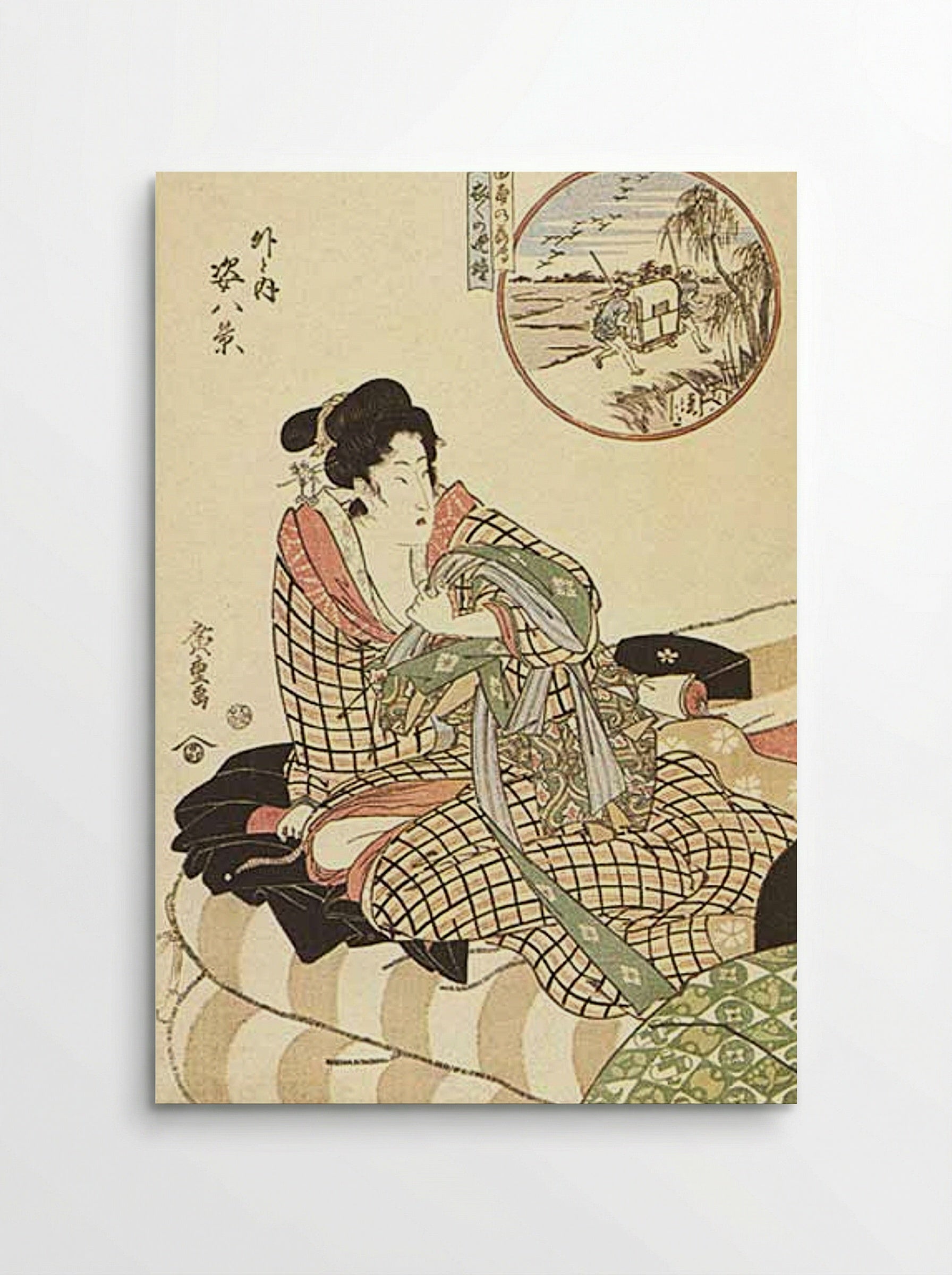 Courtesan Viewing Travellers (Outside and Inside) - Hiroshige - Poster
