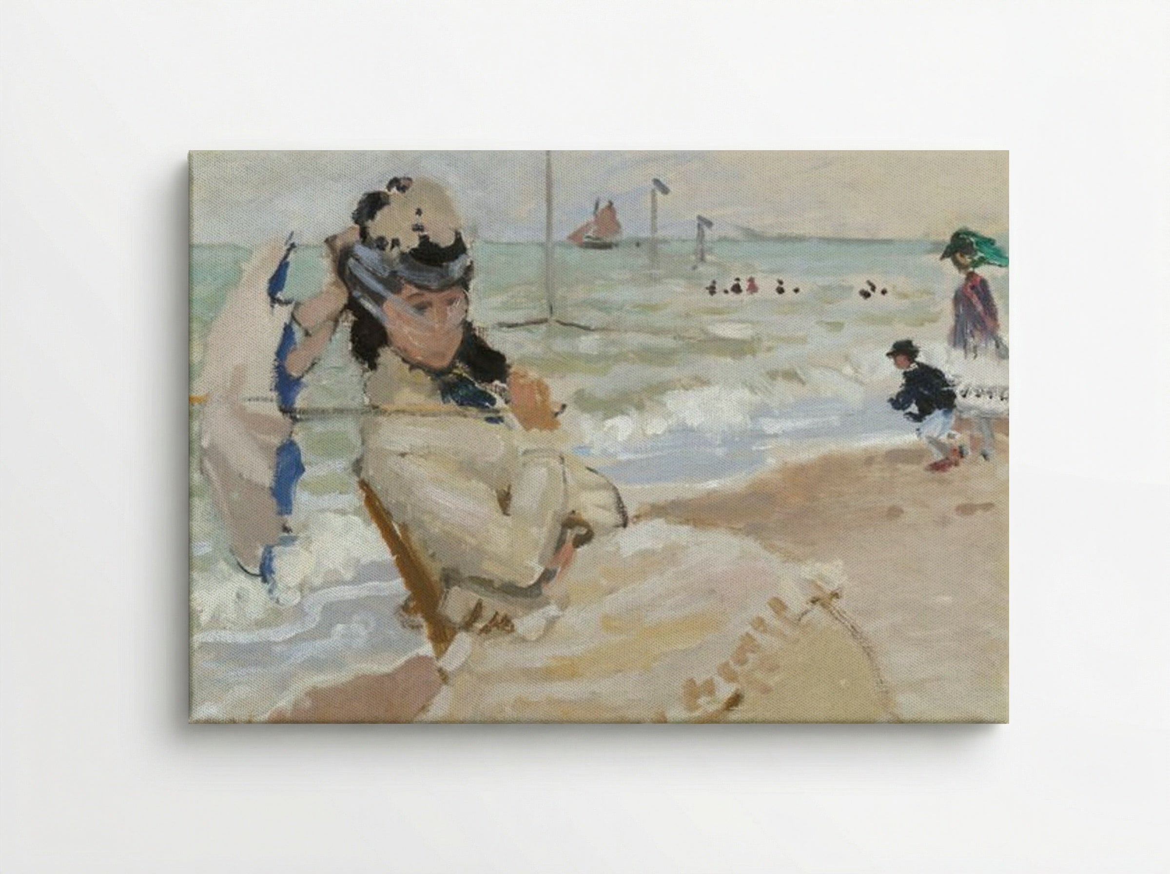 Camille on the Beach in Trouville - Claude Monet - Canvas