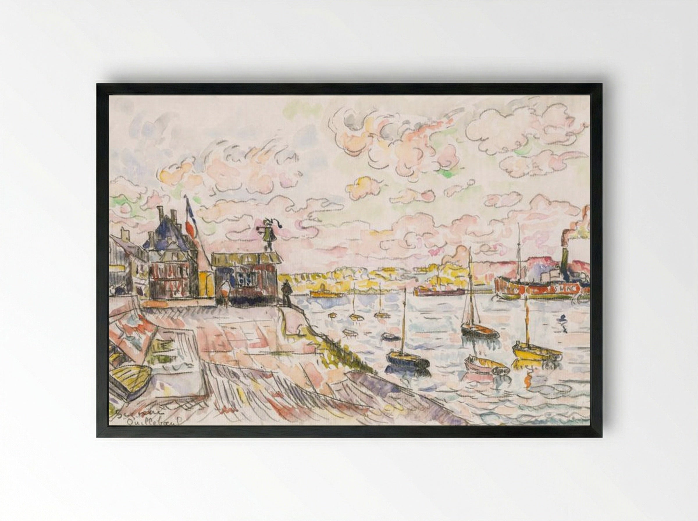 Quilleboeuf - Paul Signac - Framed Print Black