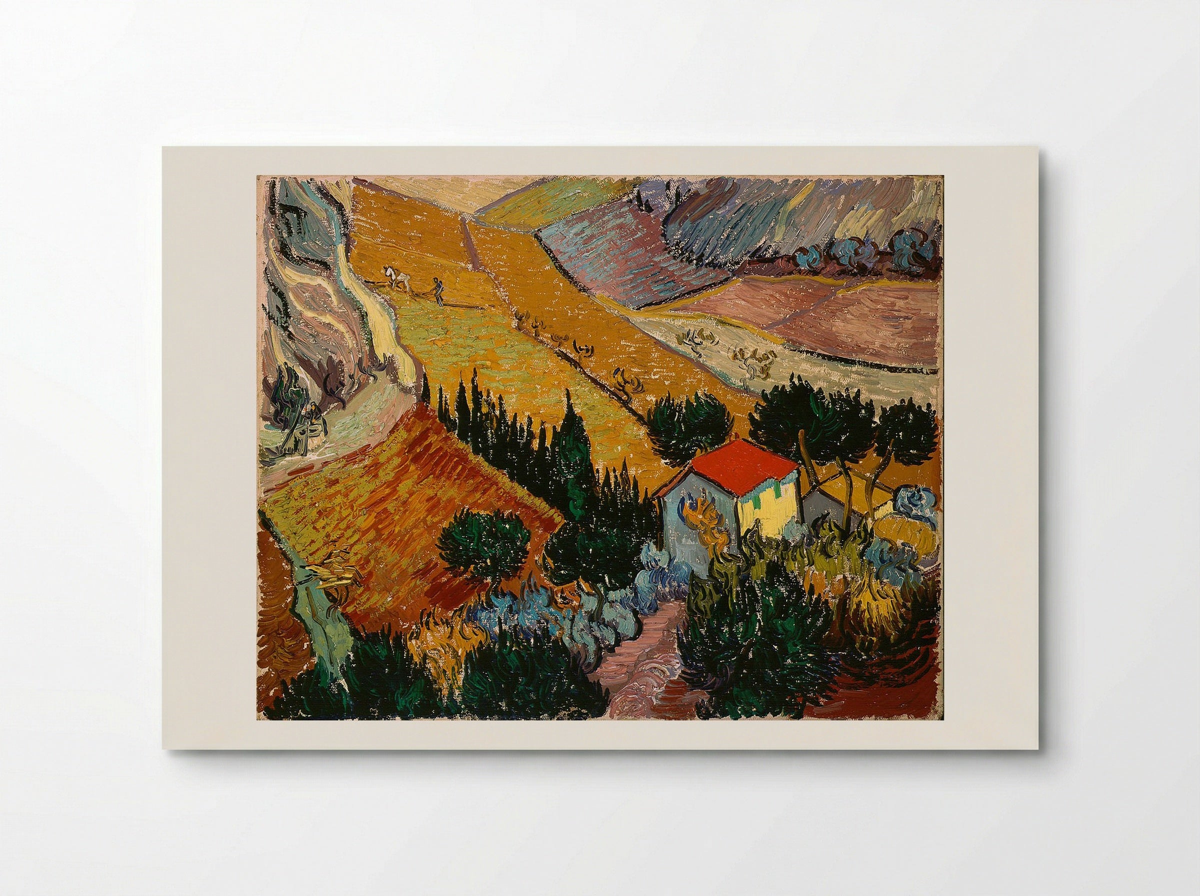 Landscape with House and Ploughman - Vincent van Gogh - Poster