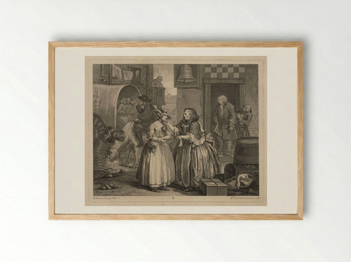 Moll Hackabout Encounters a Bawd in London - William Hogarth - Framed Print Wood
