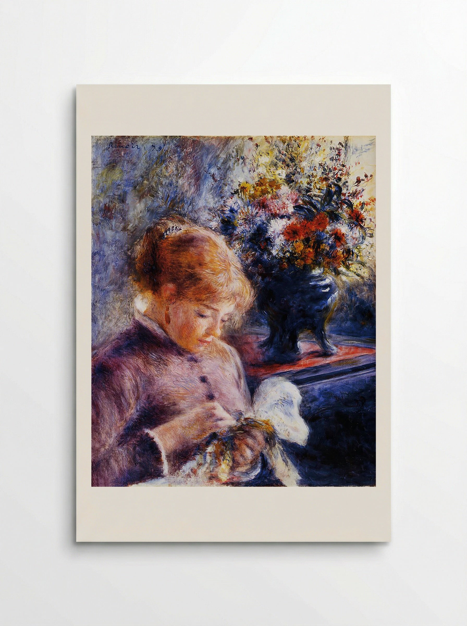 Young Woman Sewing - Pierre-Auguste Renoir - Poster
