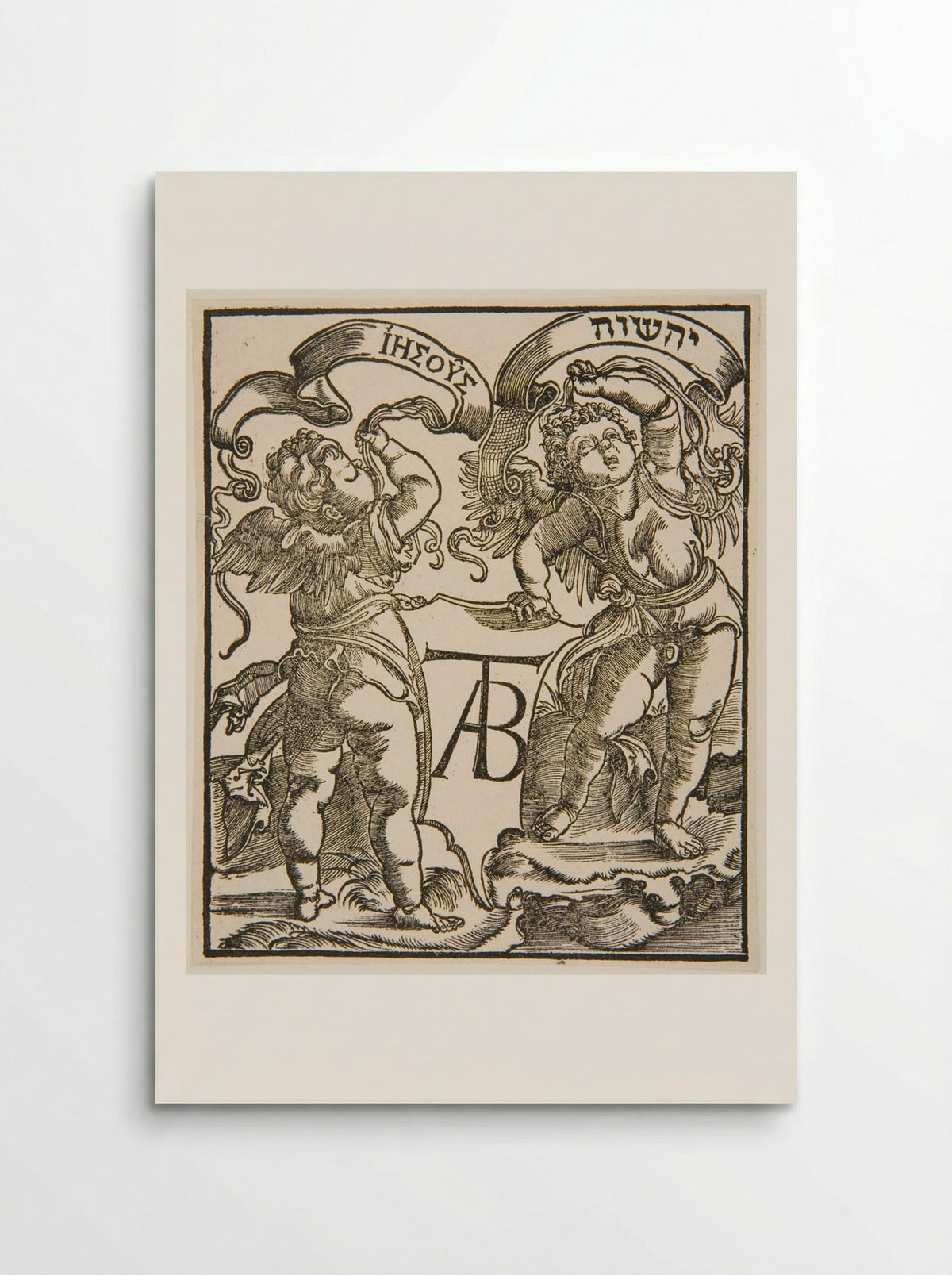 Two Angels Holding Banners with the Name Jesus - Hans Holbein the Younger - Poster