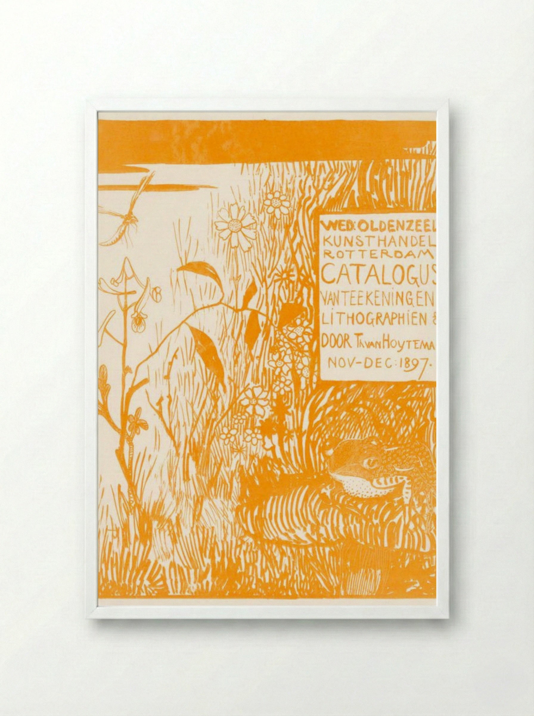 Catalogus Omslag met Pad en Libelle (Catalogue Cover with Frog and Dragonfly) - Theo van Hoytema - Framed Print White