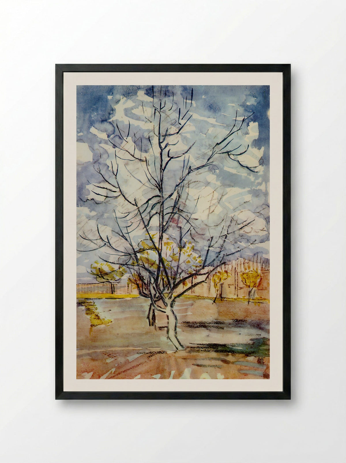 Pink Peach Trees - Fine Art Print - Framed Print Black