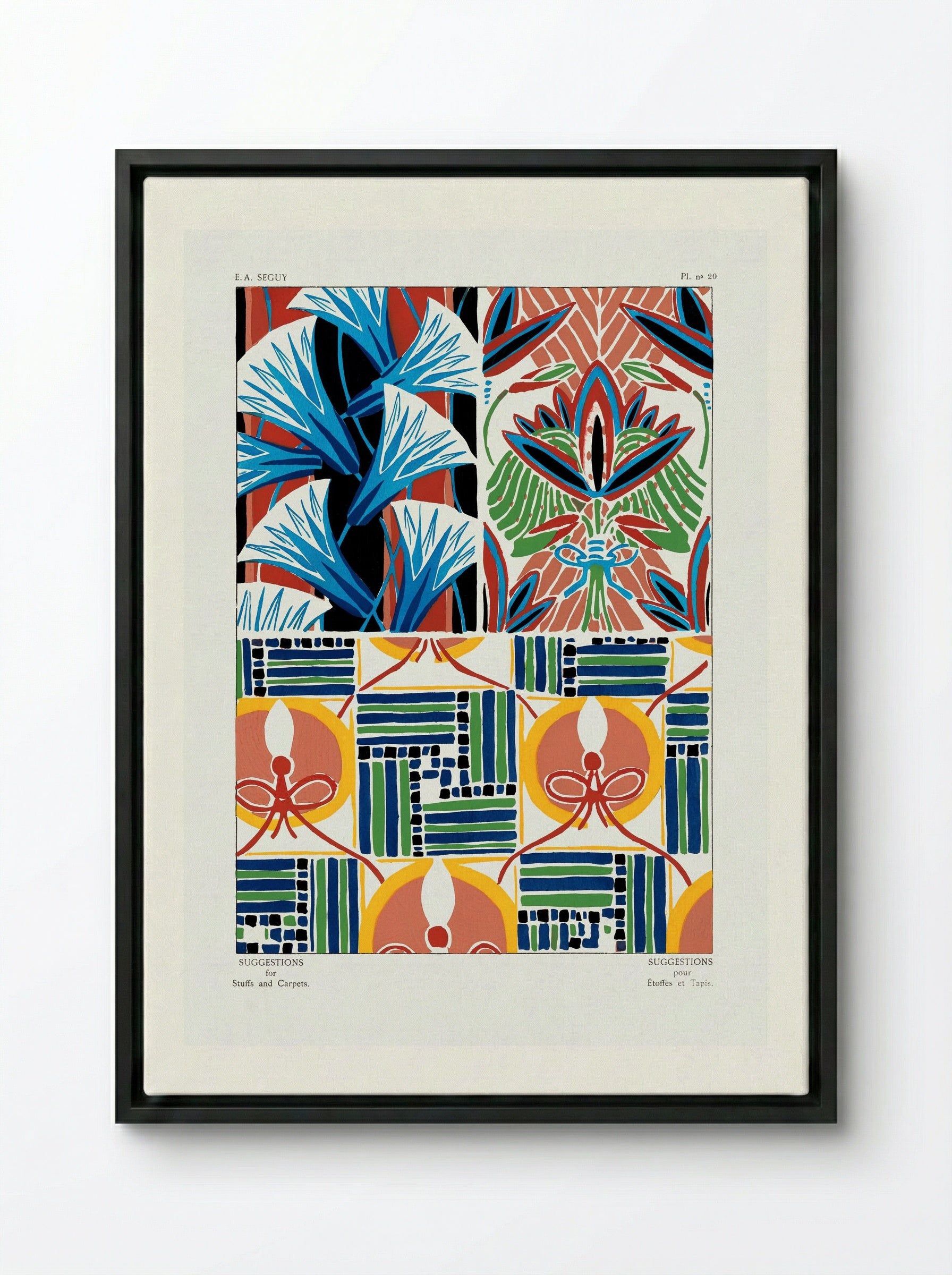 Floral Pattern No. 20 (Textile Design) - Émile-Allain Séguy - Framed Canvas Black