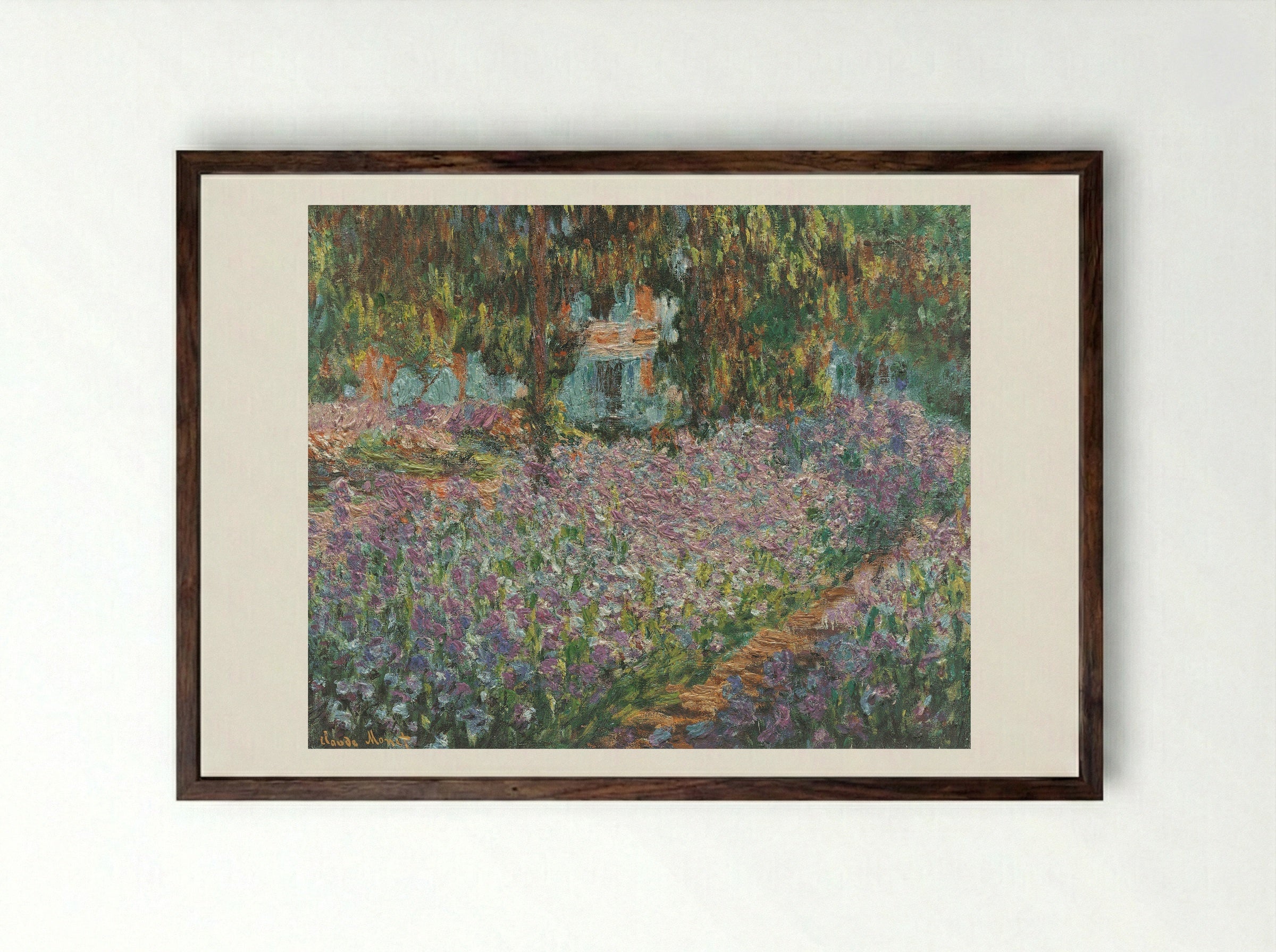 The Artist's Garden at Giverny - Claude Monet - Framed Print Dark Wood