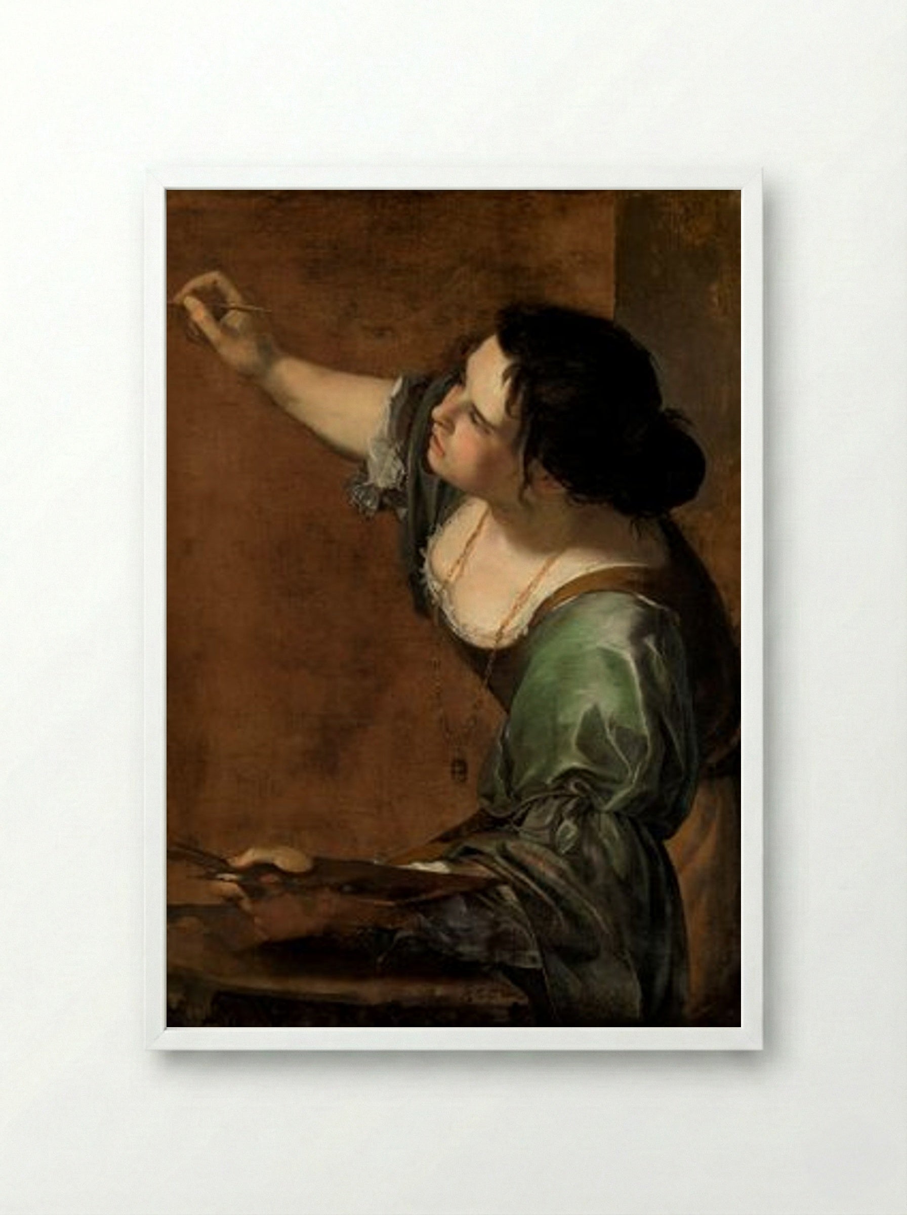 Self-Portrait as the Allegory of Painting - Artemisia Gentileschi - Framed Print White