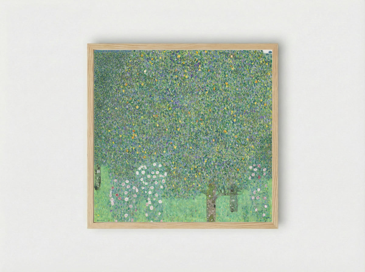 Roses Under the Trees - Gustav Klimt - Framed Print Wood