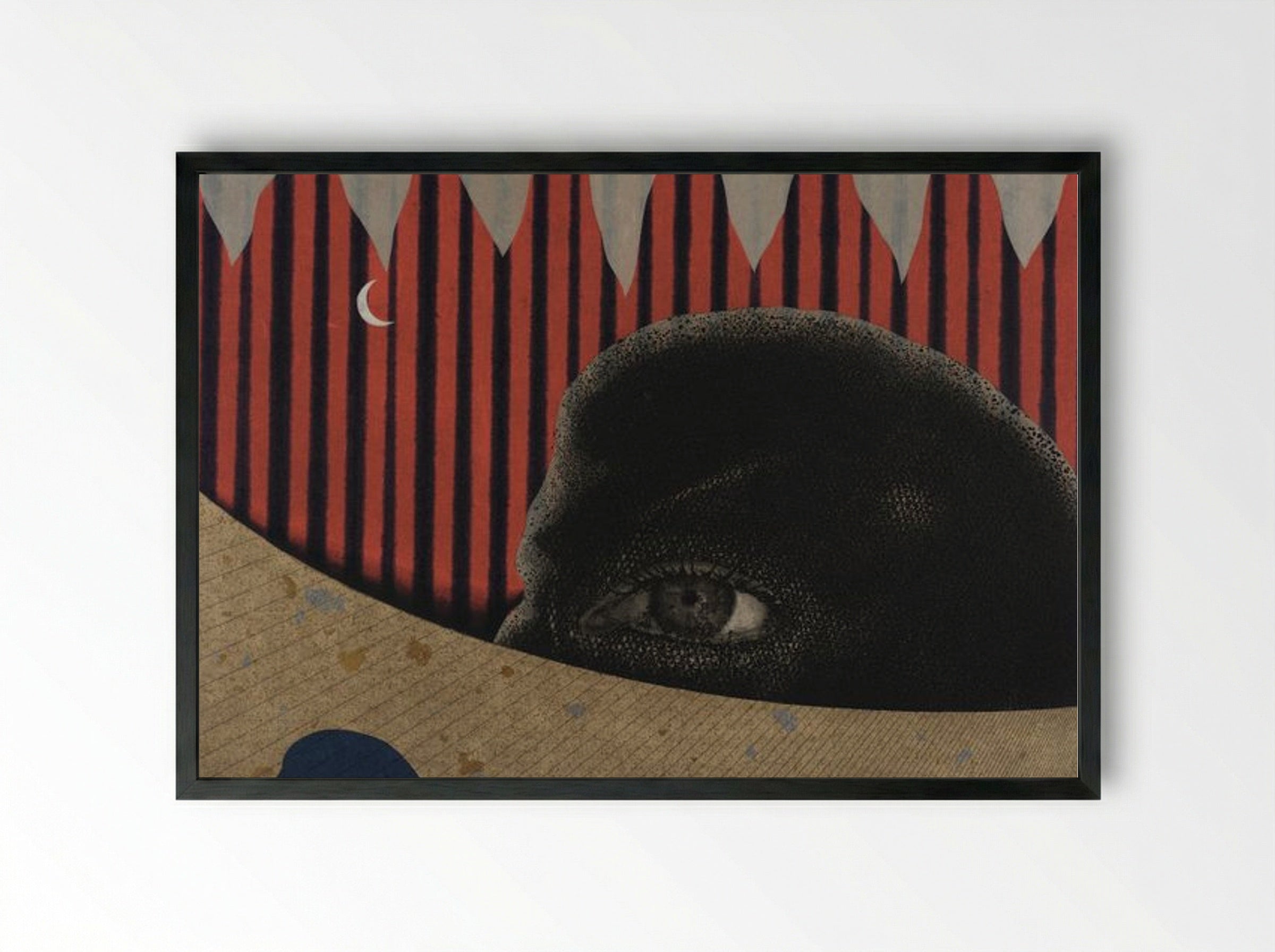 Surrealist Landscape with Eye - Fine Art Print - Framed Print Black