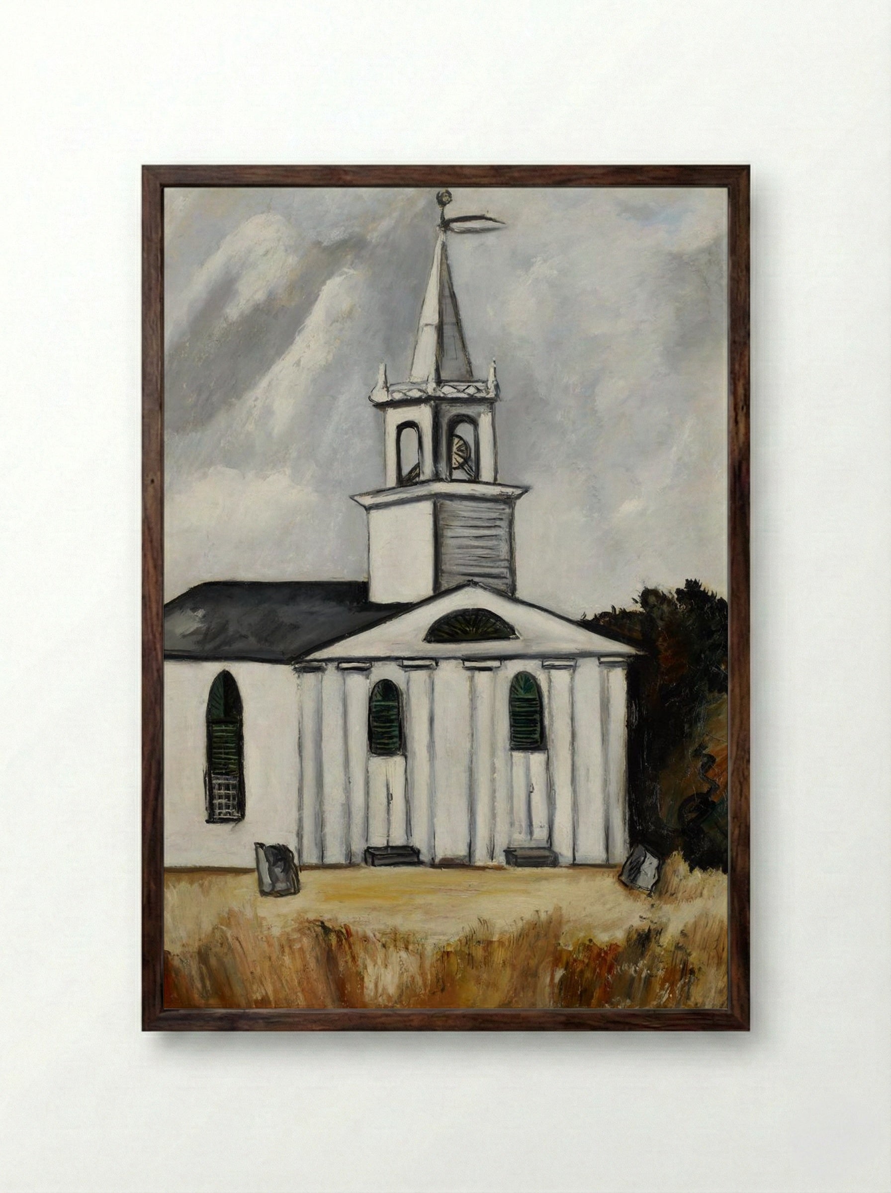 Church at Head Tide - Marsden Hartley - Framed Print Dark Wood