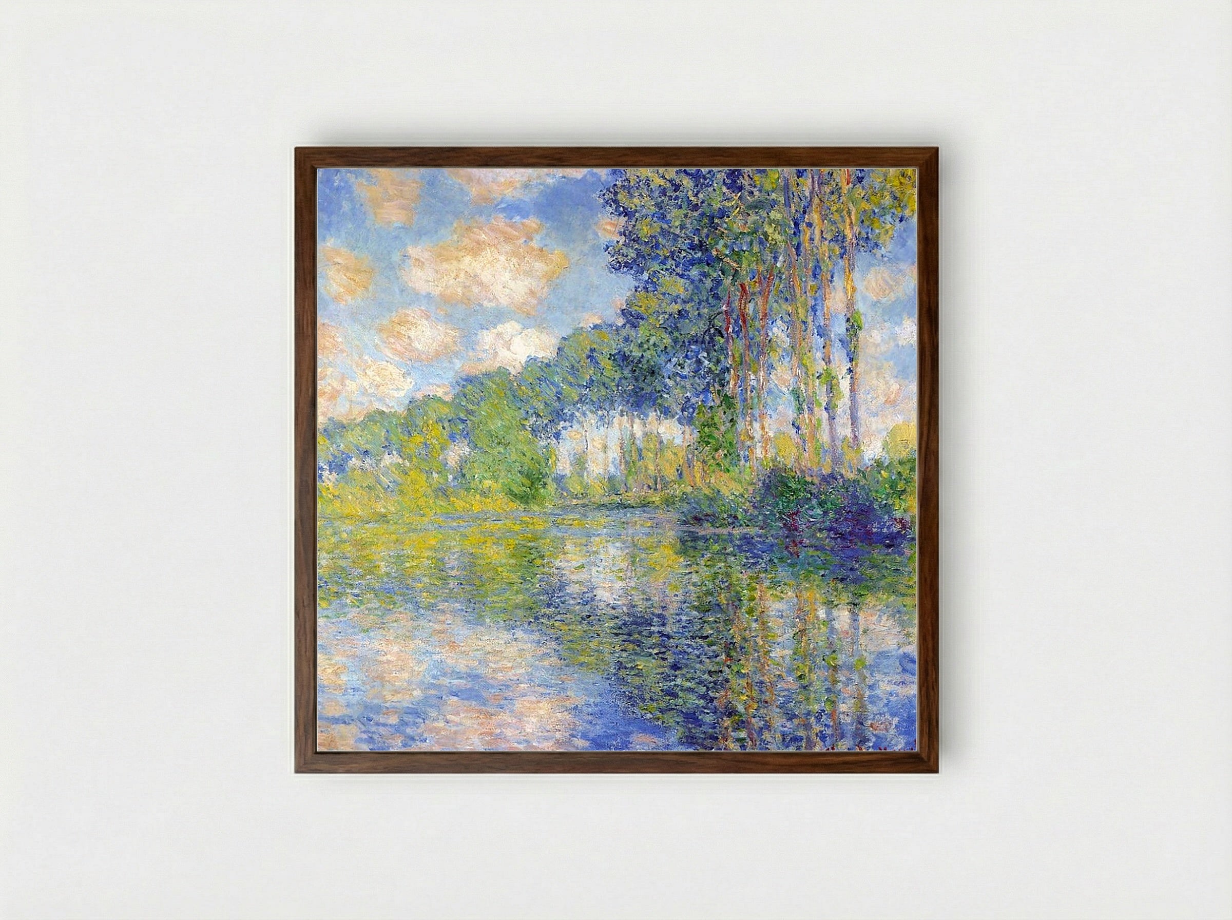 Poplars on the Epte - Claude Monet - Framed Print Dark Wood