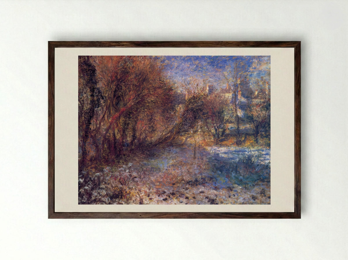 Landscape with Snow - Claude Monet - Framed Print Dark Wood