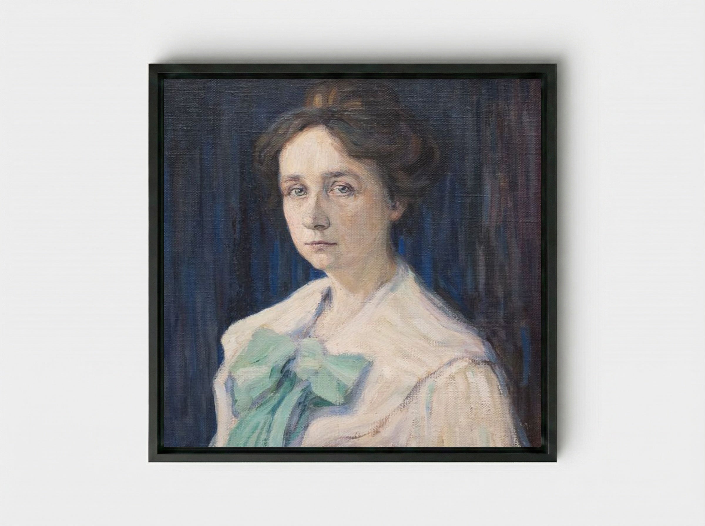 Portrait of Gabriele Münter - Gabriele Münter - Framed Canvas Black
