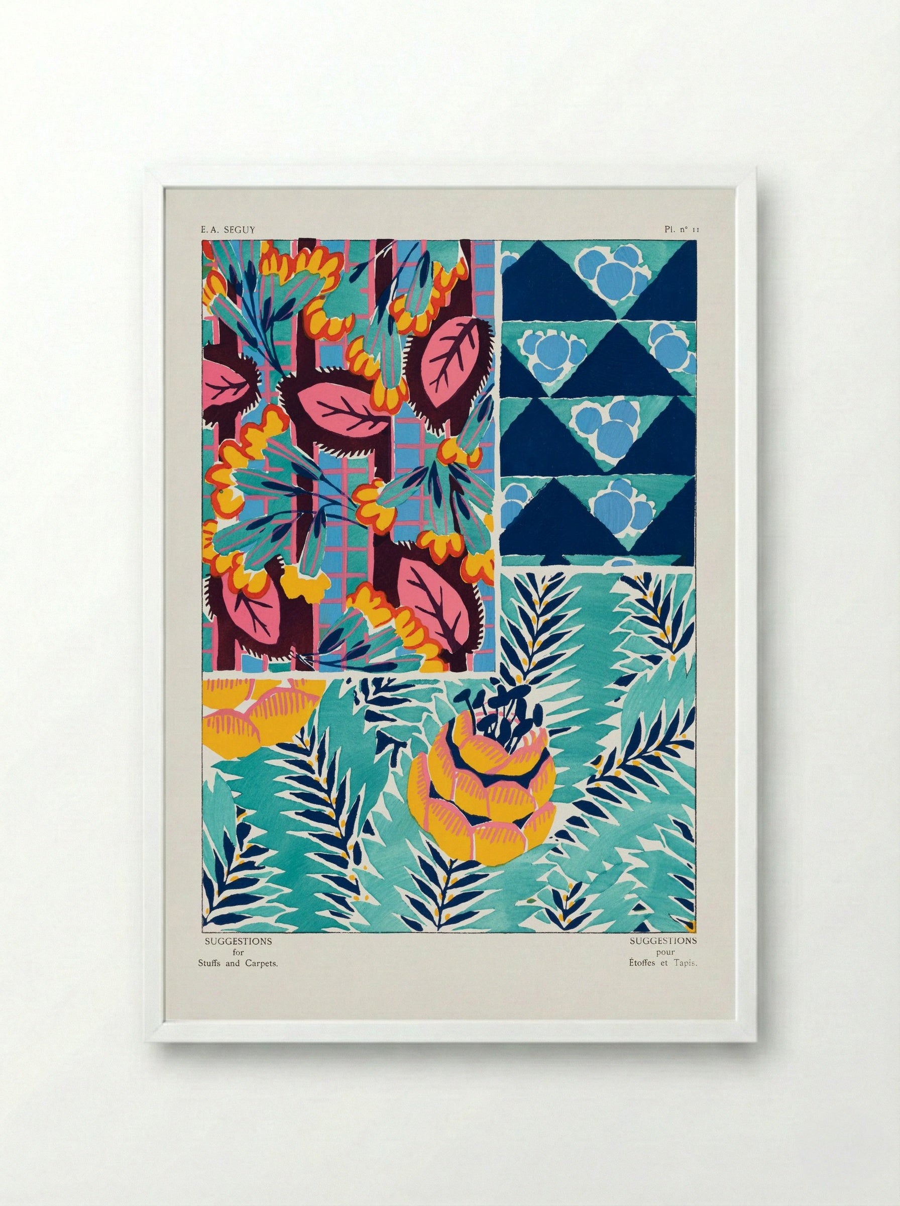 Suggestions for Stuffs and Carpets, Plate 11 - Émile-Allain Séguy - Framed Print White