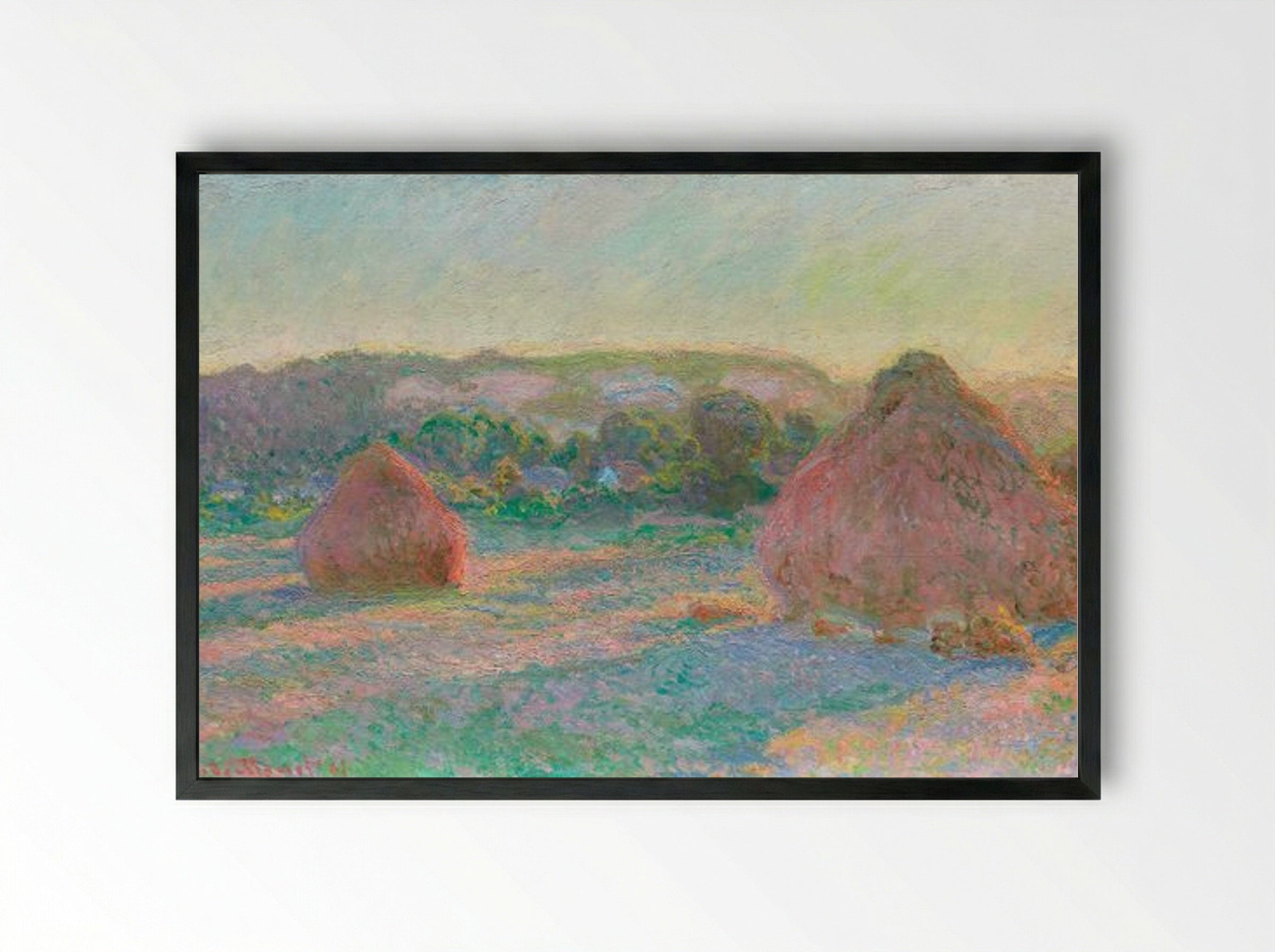 Stacks of Wheat (End of Summer) - Claude Monet - Framed Print Black