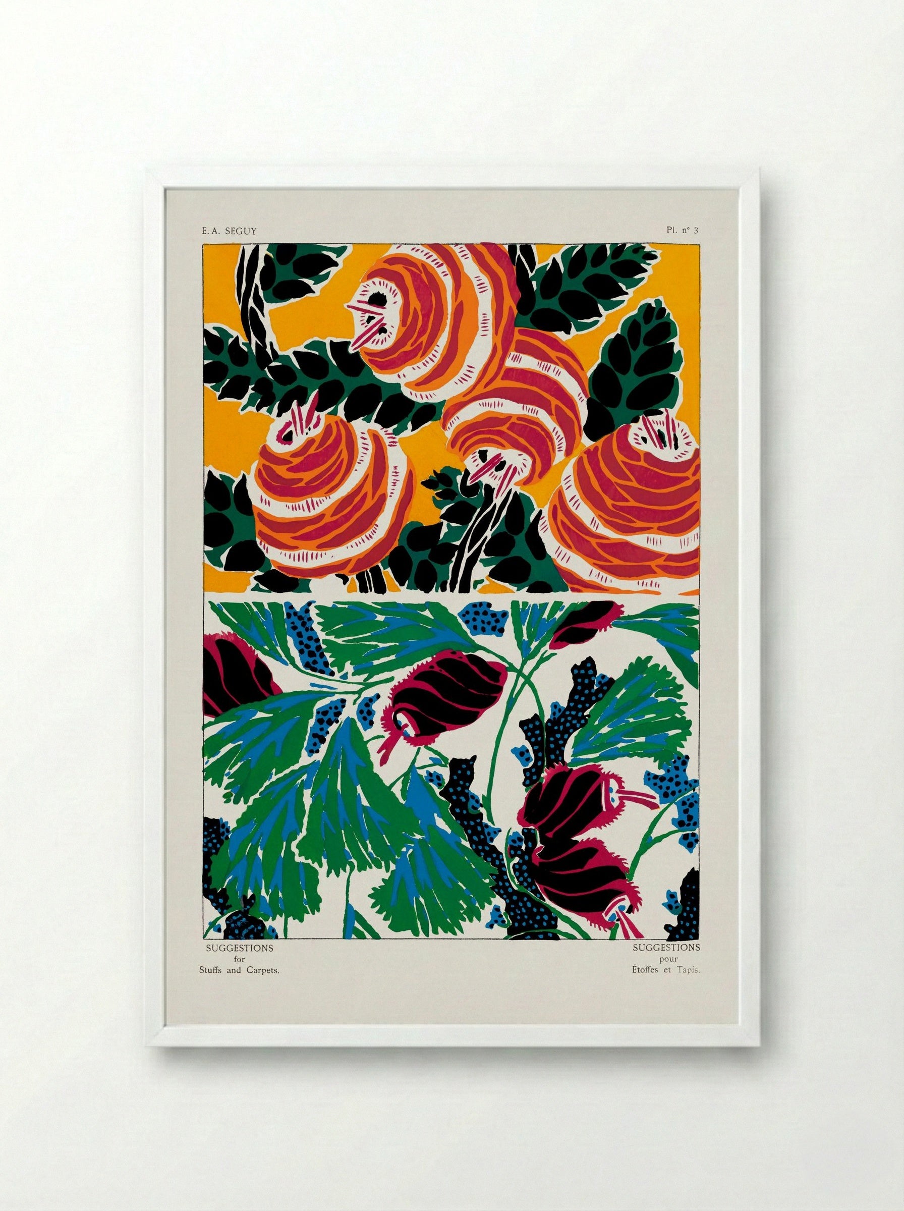 Suggestions pour Étoffes et Tapis, Plate No. 3 - Émile-Allain Séguy - Framed Print White