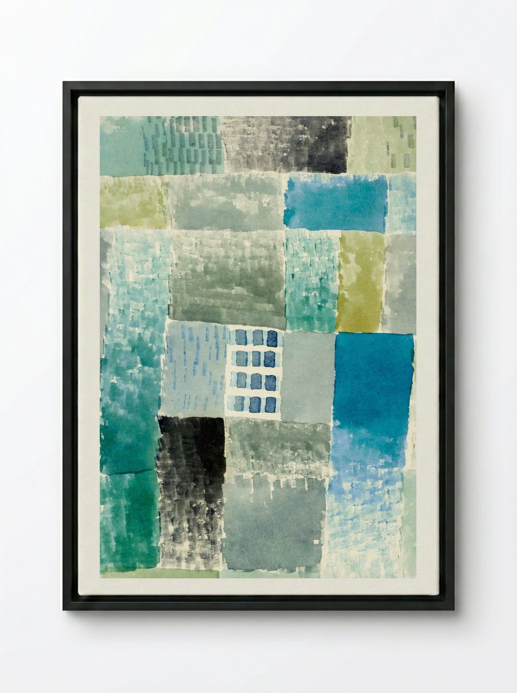 First House in a Settlement - Paul Klee - Framed Canvas Black