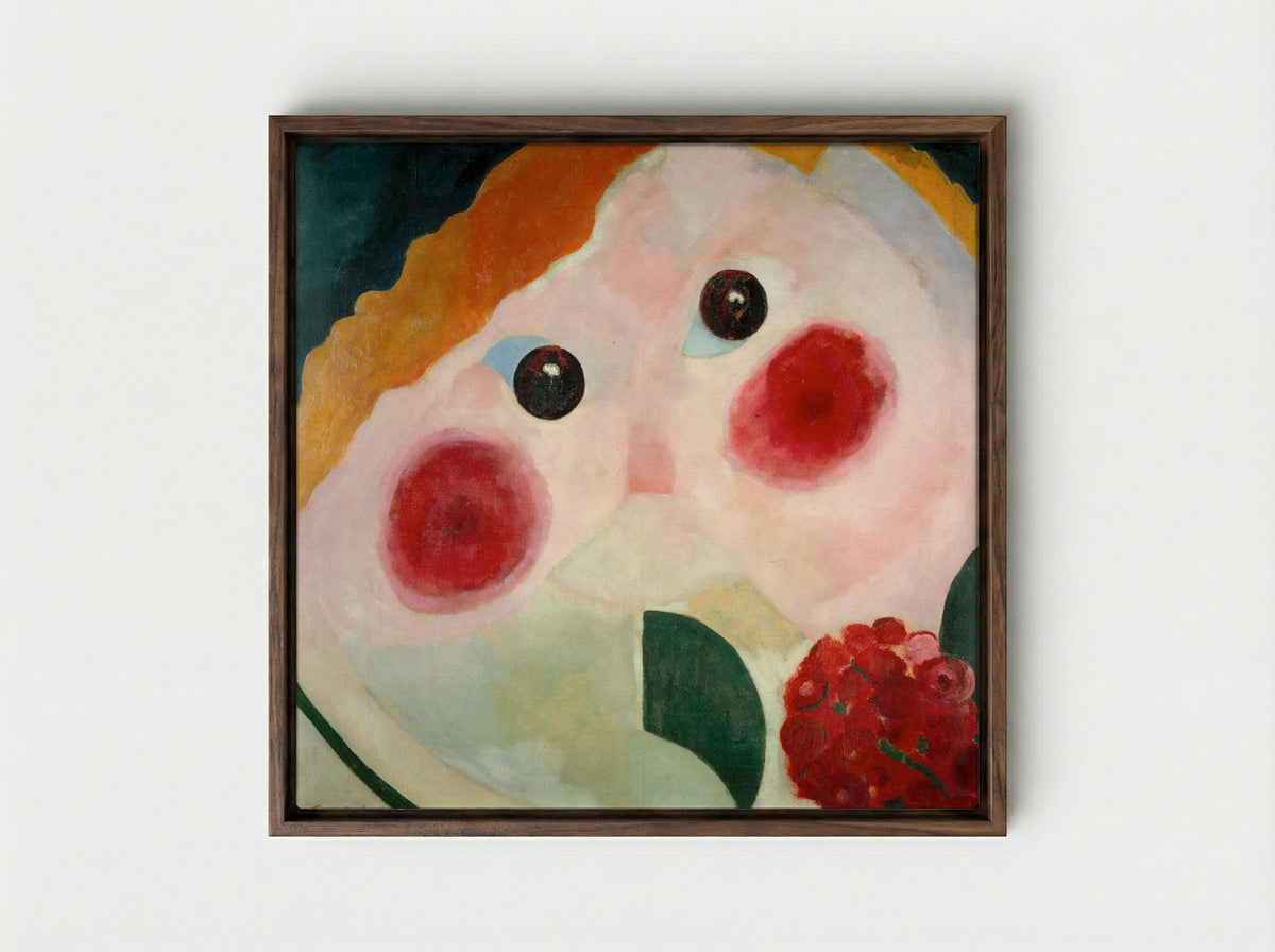 Girl with Ranunculus - Theo van Doesburg - Framed Canvas Dark Wood