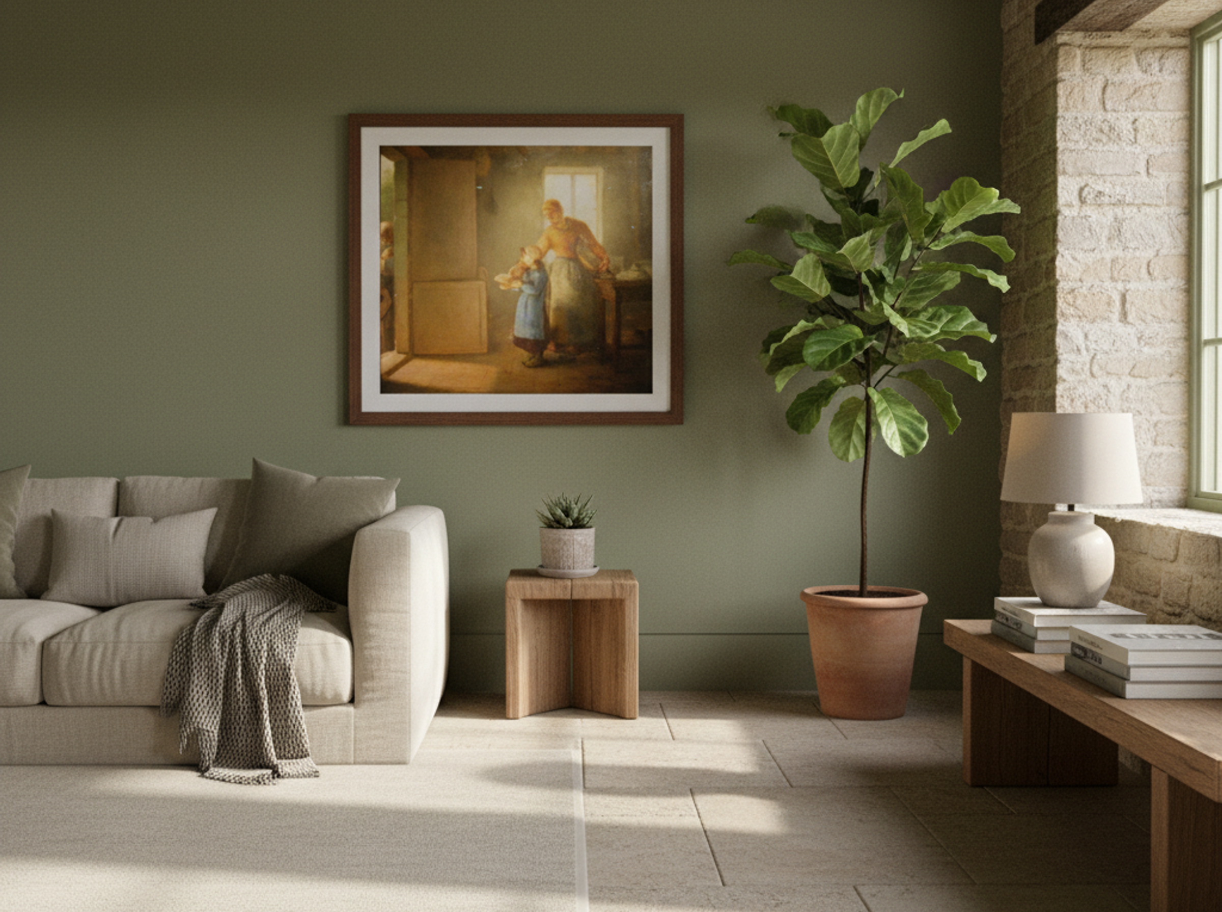 Untitled (Woman and Child Offering Bread) - Fine Art Print - Lifestyle