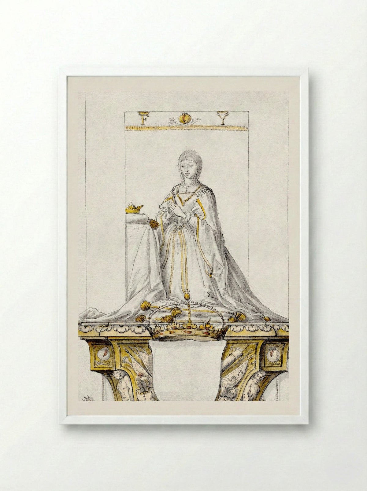 Study for a Statue of Queen Isabella - Pedro Mena y Medrano - Framed Print White