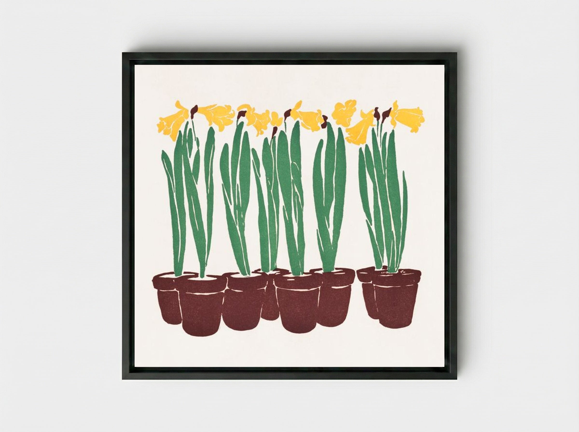 Daffodils in Pots - Edward Penfield - Framed Canvas Black