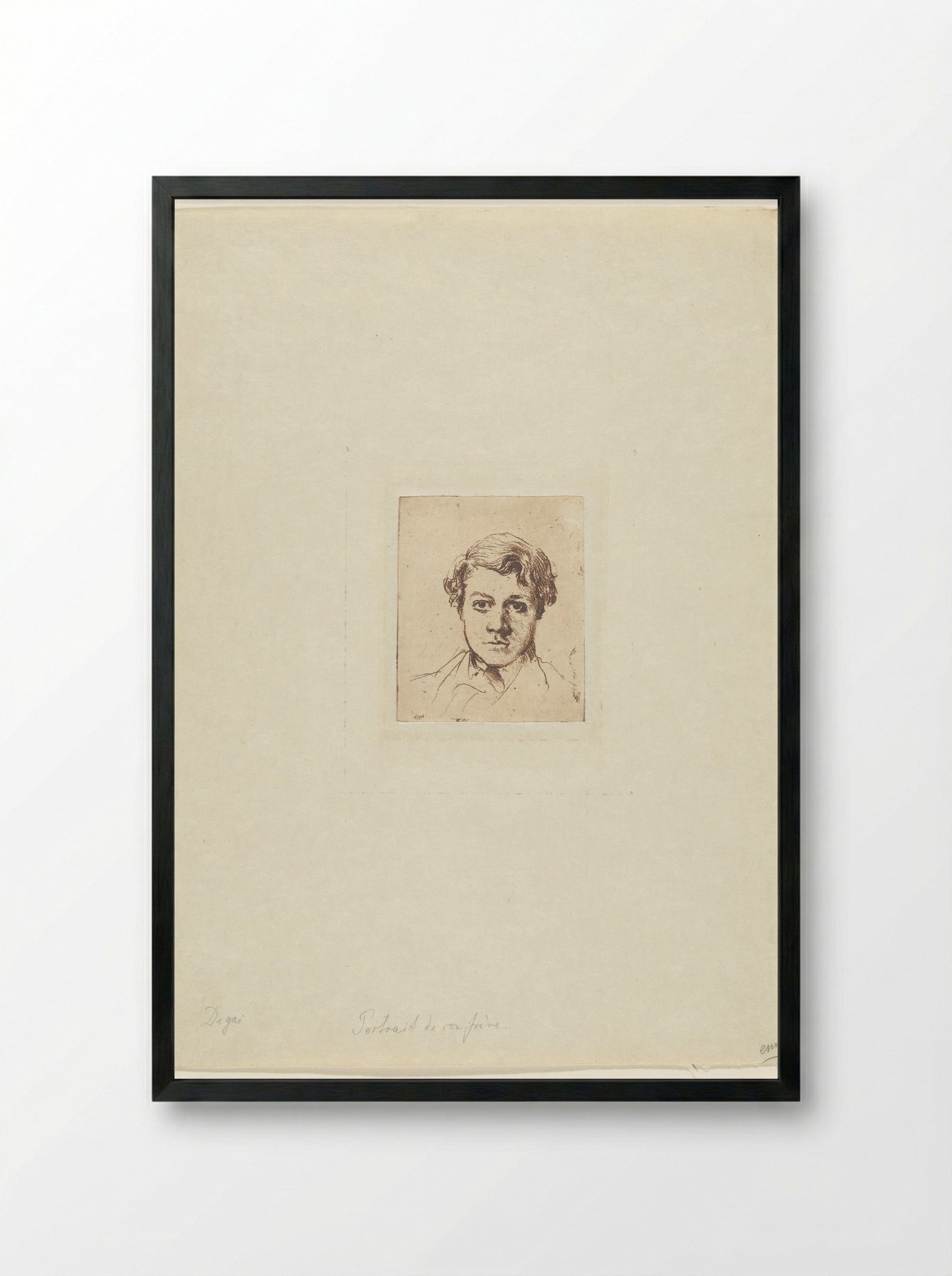 Portrait of the Artist's Brother, René Degas - Edgar Degas - Framed Print Black
