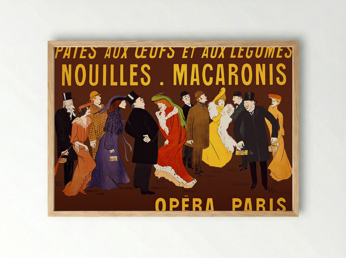 Célébrités tenant des paquets de pâtes (Opera, Paris) - Leonetto Cappiello - Framed Print Wood