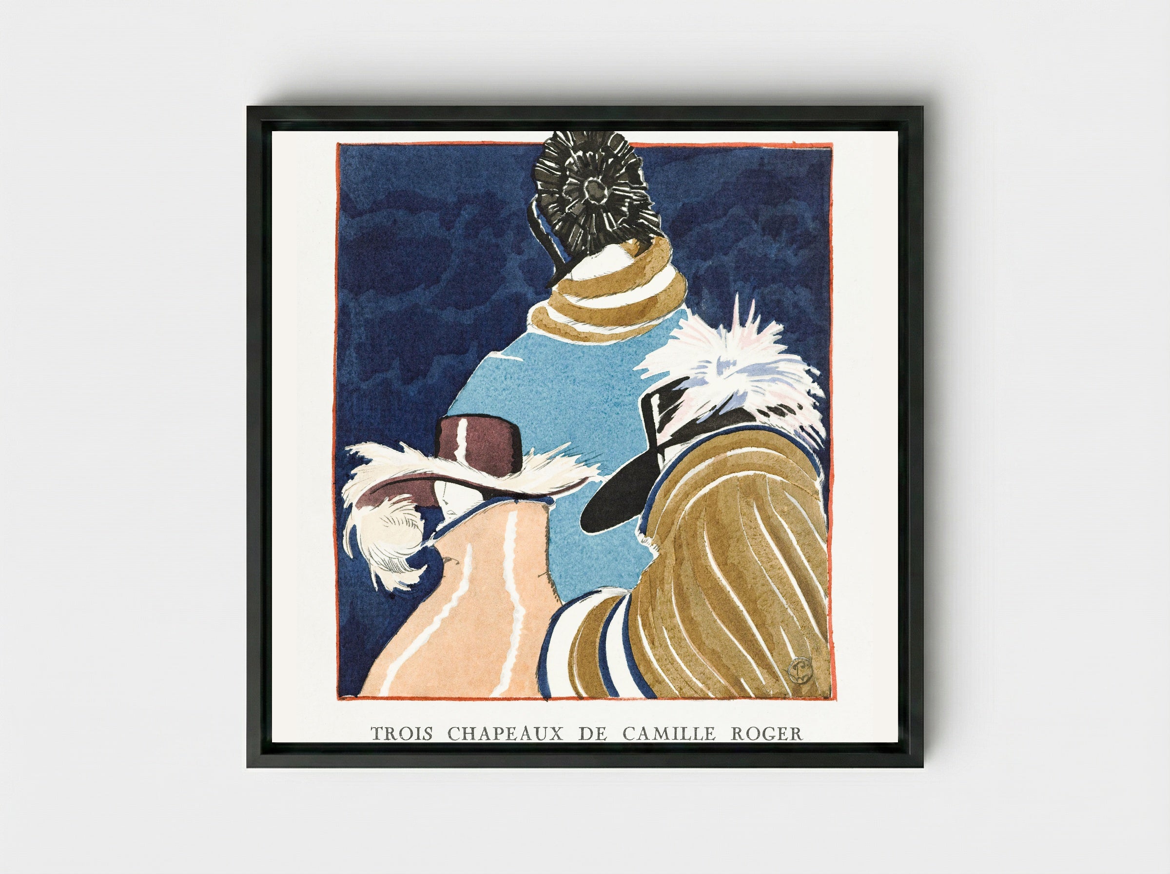 Accessories: Trois Chapeaux de Camille Roger - Porter Woodruff - Framed Canvas Black