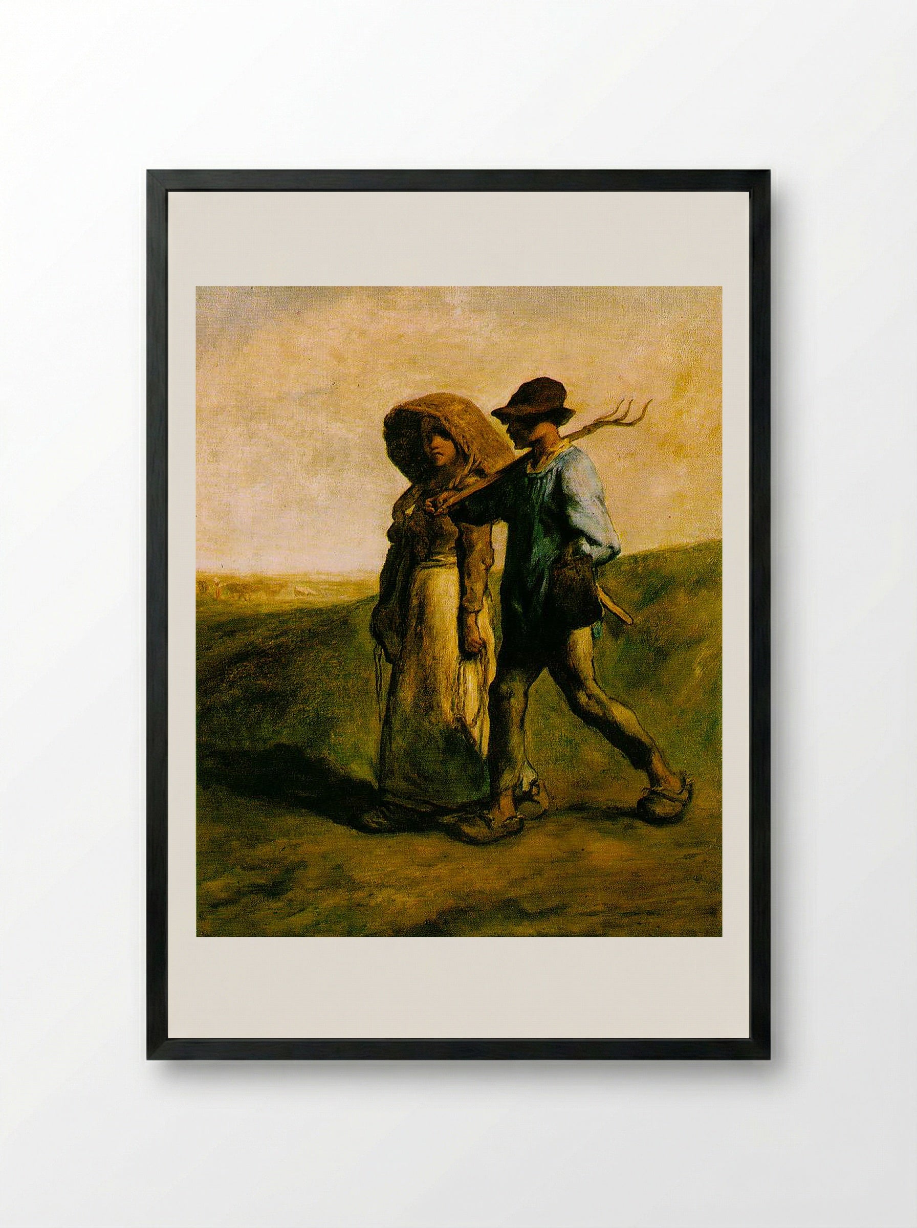 Going to Work - Jean-François Millet - Framed Print Black