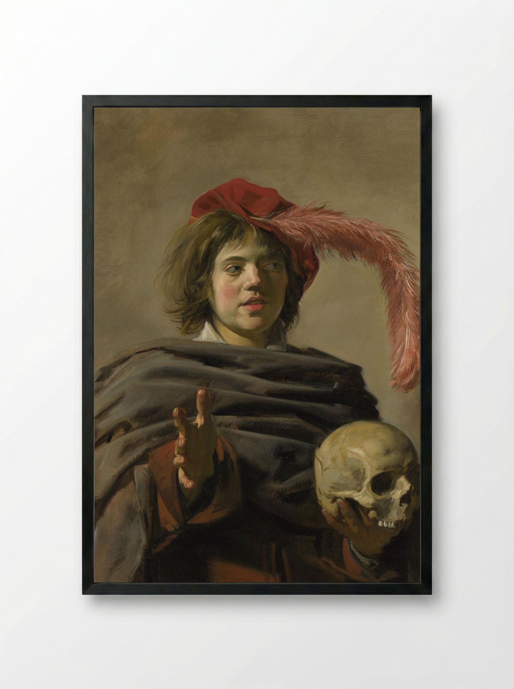 Young Man with a Skull (Vanitas) - Frans Hals - Framed Print Black