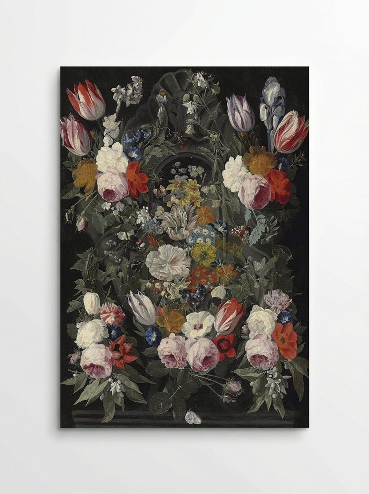 Flowers and Butterflies in Front of a Sculpted Cartouche - Jan van Kessel the Elder - Poster