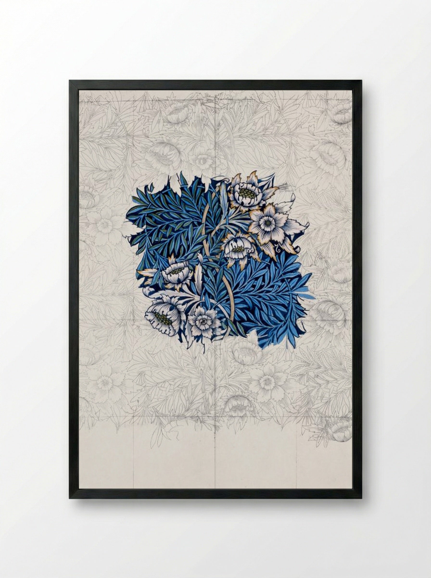 Study for 'Tulip and Willow' - William Morris - Framed Print Black