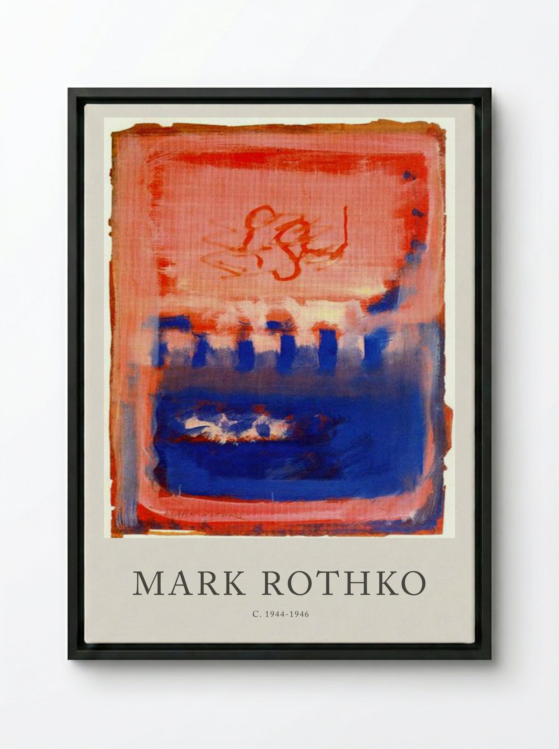 Untitled (Red and Blue Composition) - Mark Rothko - Framed Canvas Black