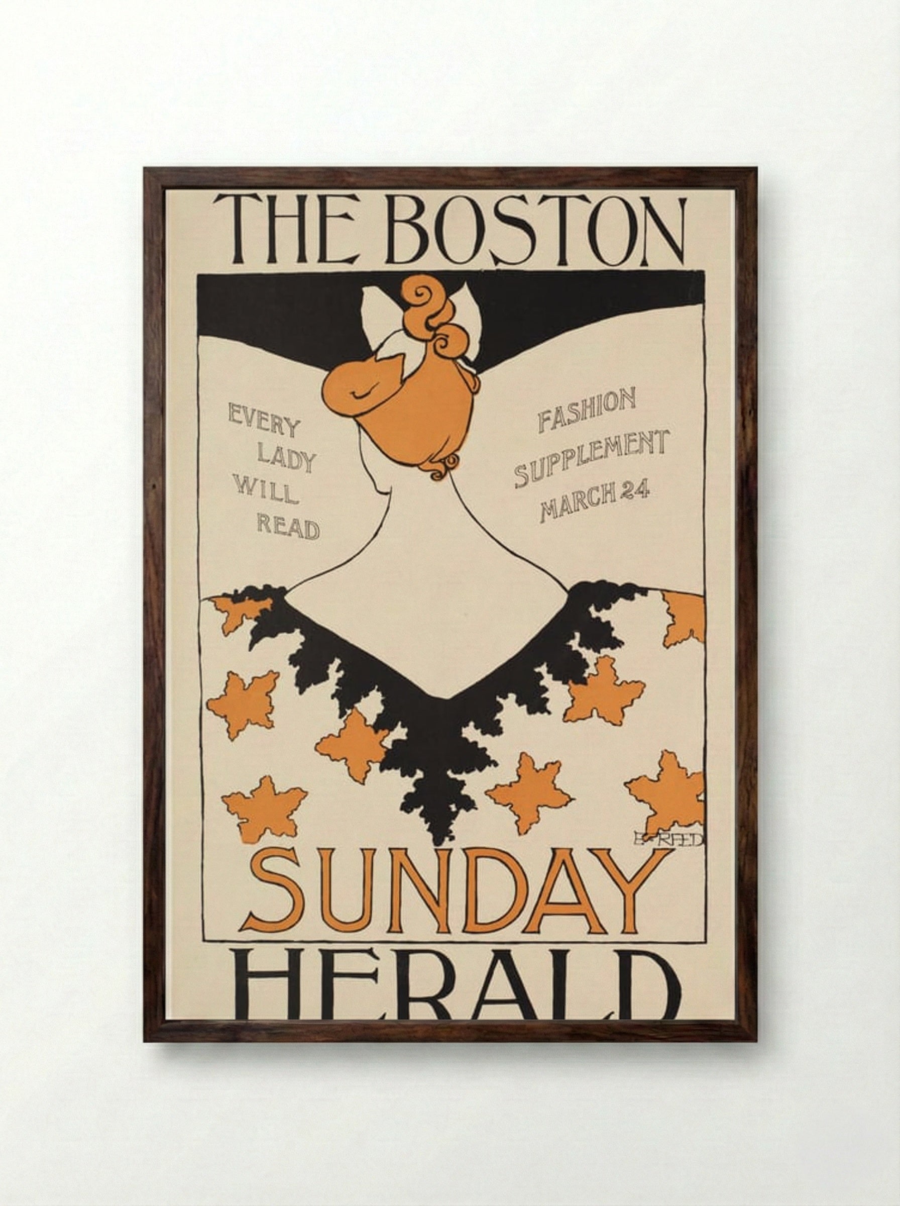 The Boston Sunday Herald, Fashion Supplement, March 24 - Ethel Reed - Framed Print Dark Wood