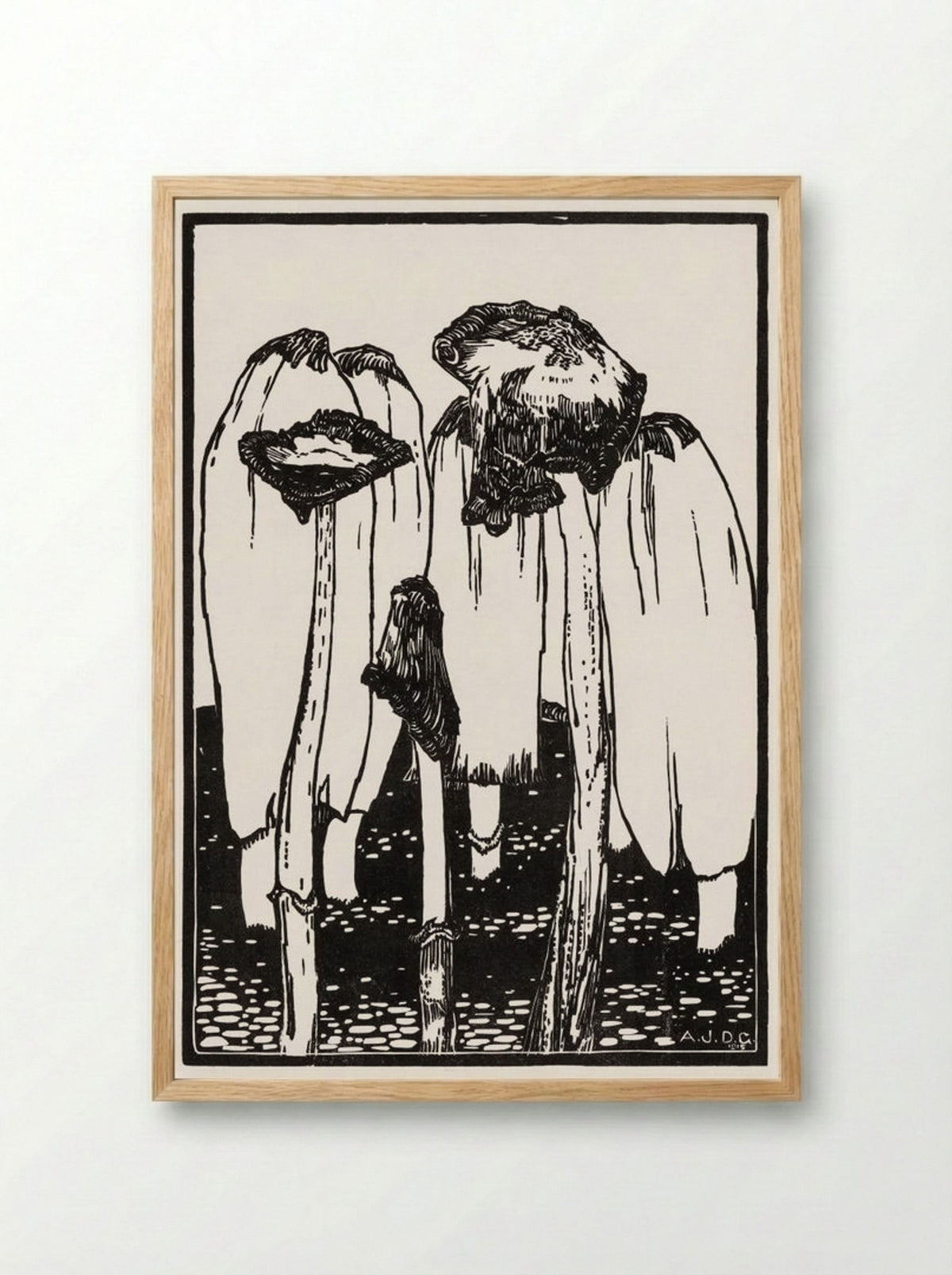 Ink Mushrooms - Julie de Graag - Framed Print Wood