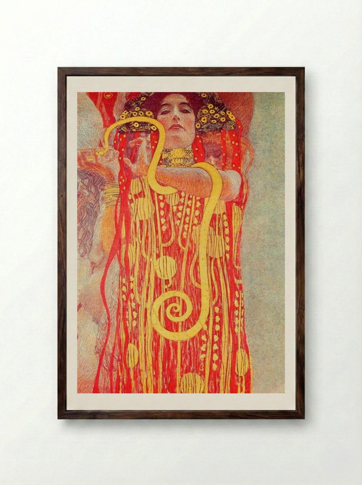 University of Vienna Ceiling Paintings (Medicine), detail showing Hygieia - Gustav Klimt - Framed Print Dark Wood