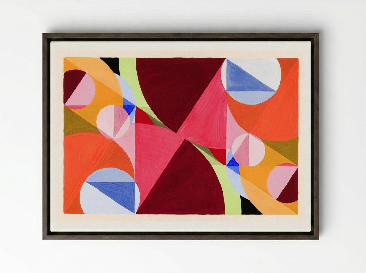 Area Broken by Perpendiculars - Joseph Schillinger - Framed Canvas Dark Wood